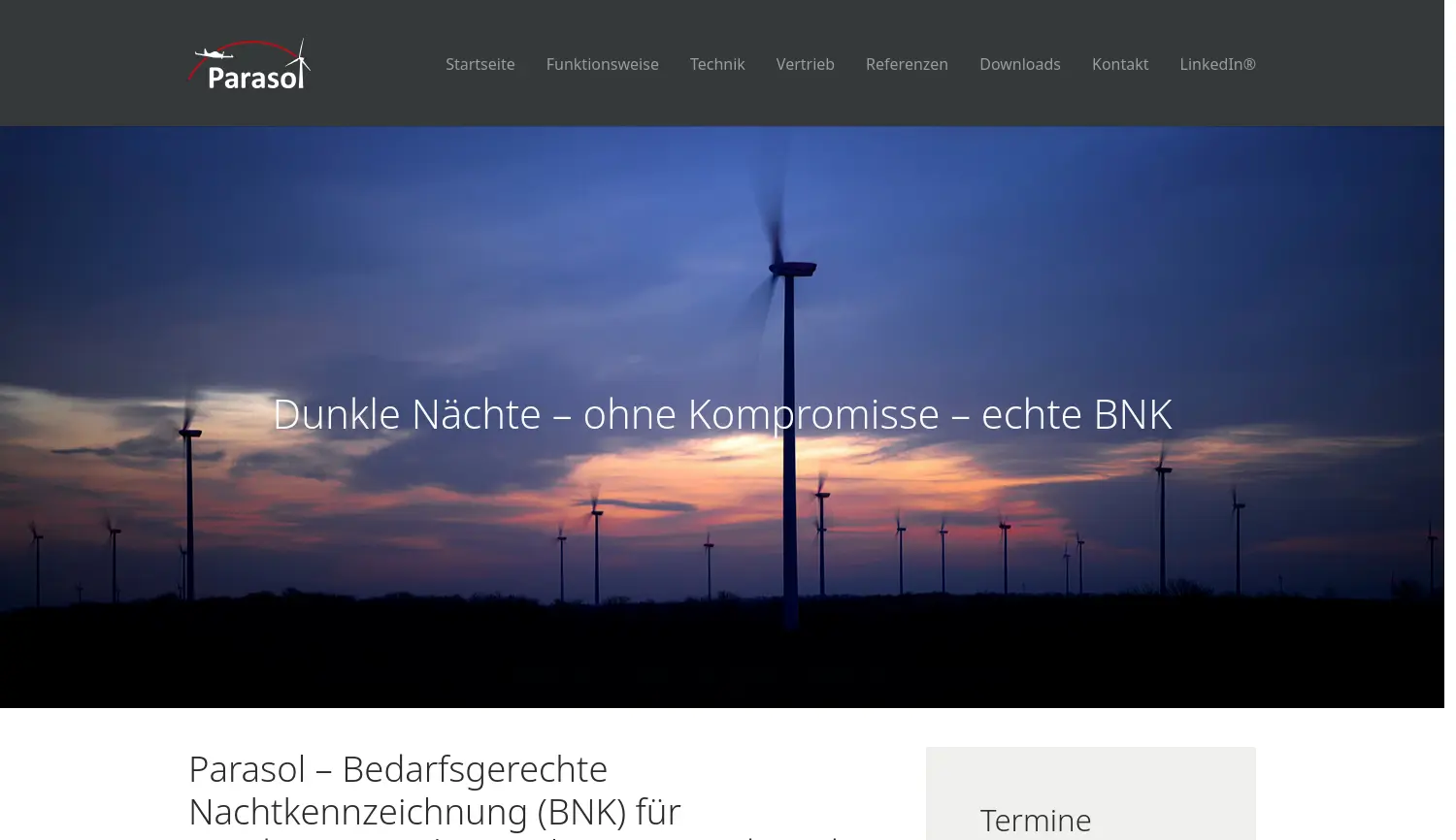 Website der Firma Parasol GmbH & Co. KG