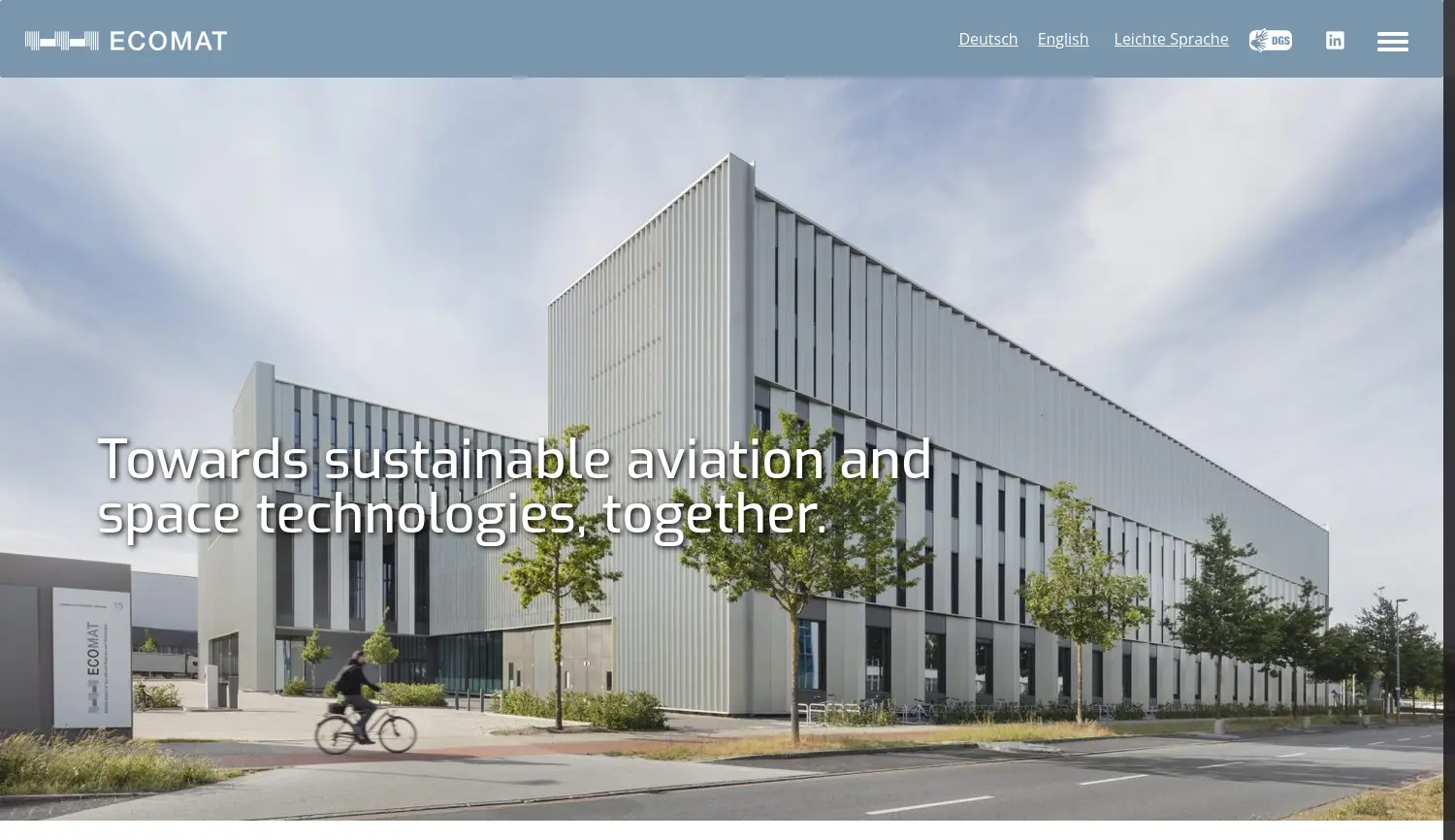 Website der Firma Innovationsplattform ECOMAT e.V.