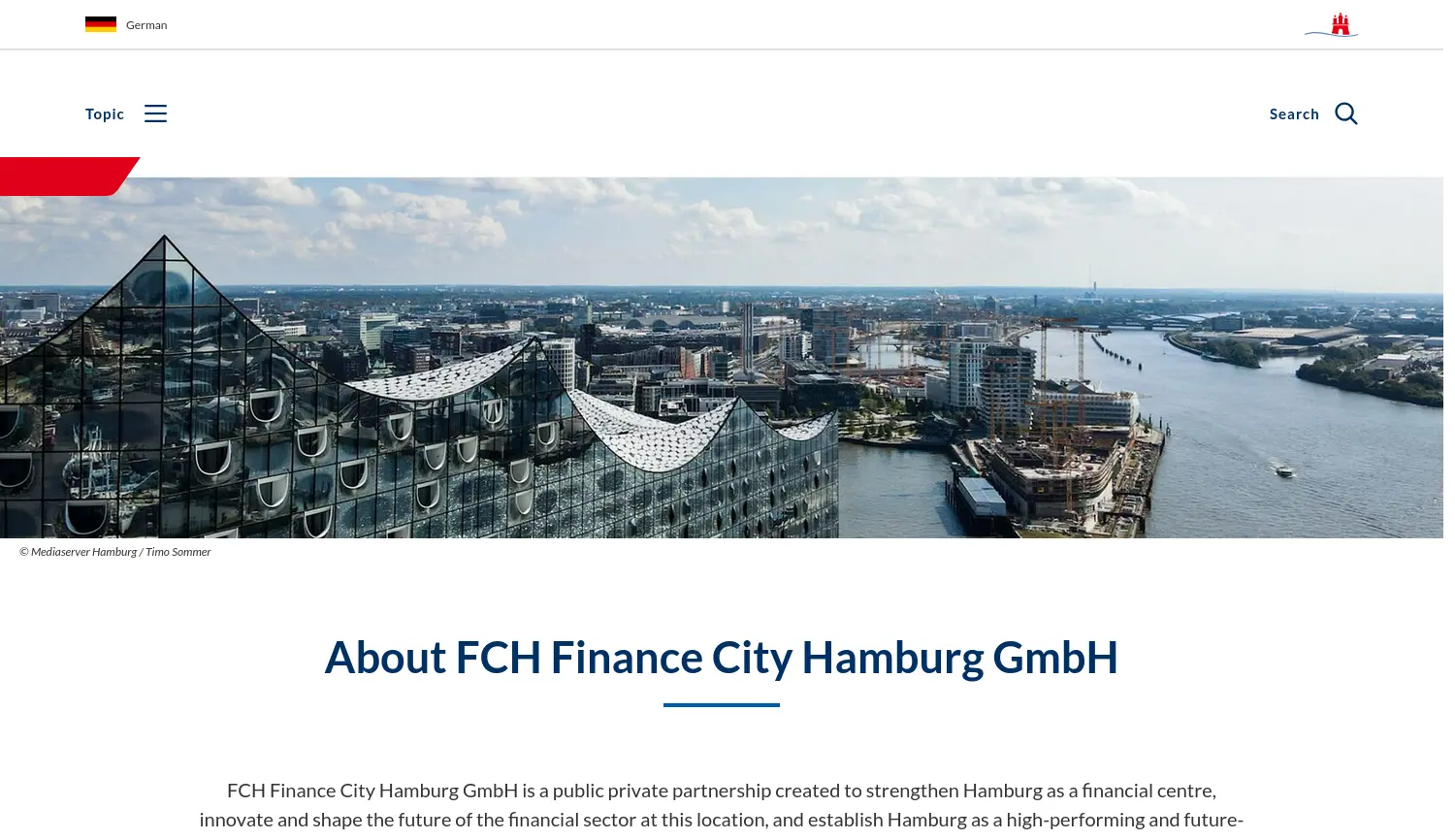 Website der Firma FCH Finance City Hamburg GmbH