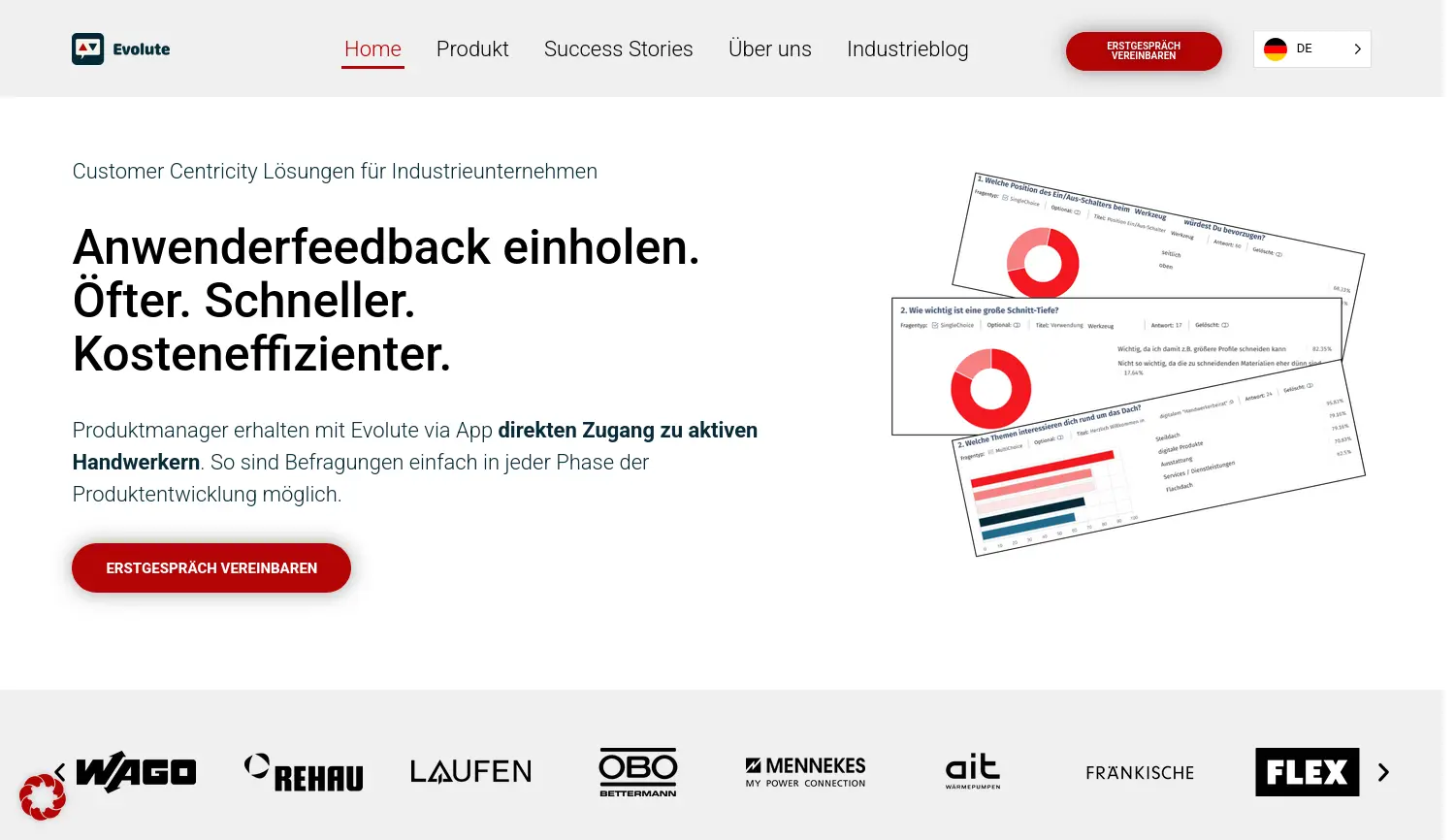 Website der Firma Evolute CX GmbH