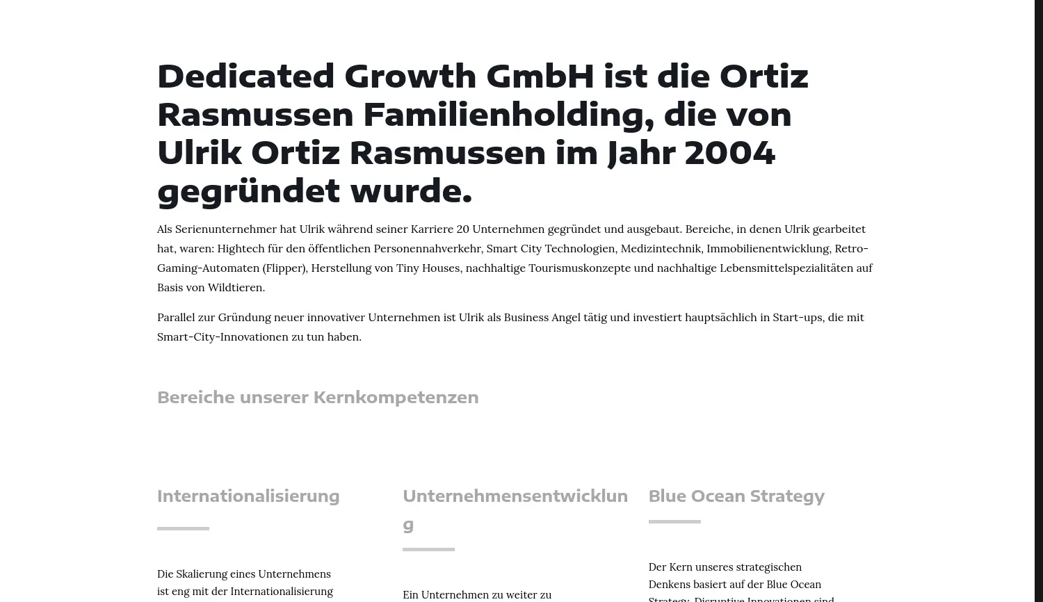 Website der Firma Dedicated Growth GmbH