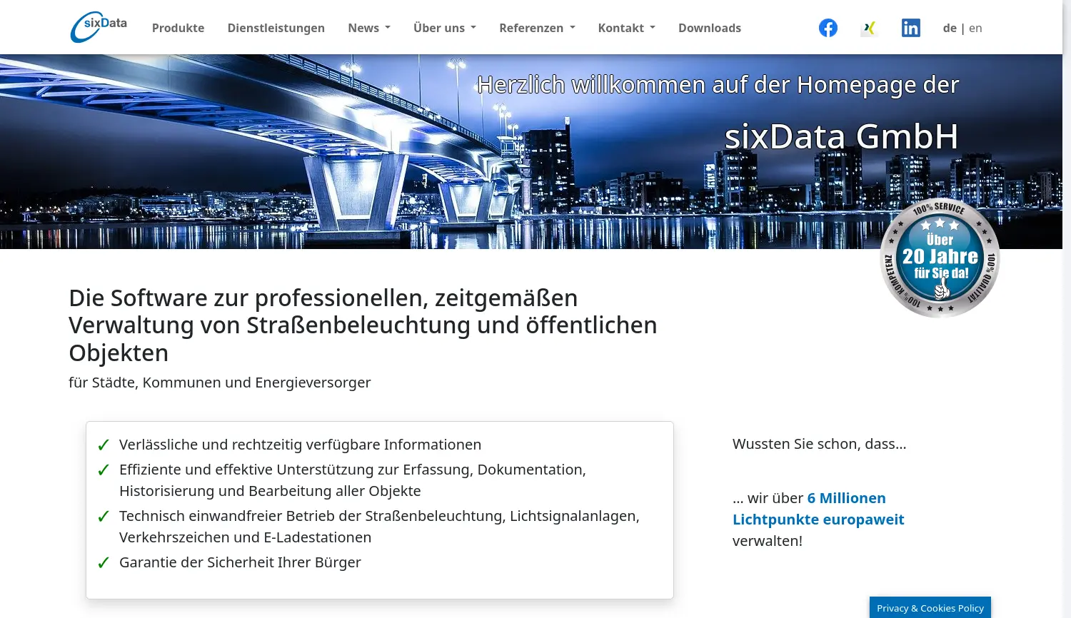 Website der Firma sixData GmbH