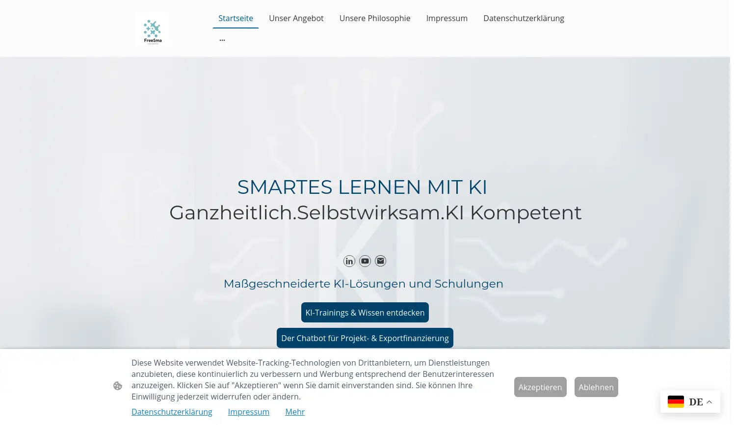 Website der Firma FreeSma GmbH