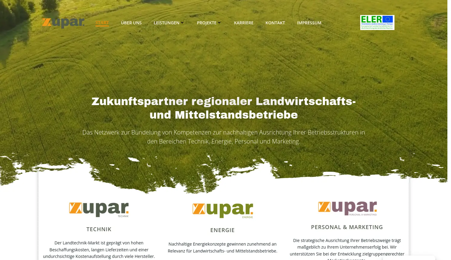 Website der Firma zupar GmbH