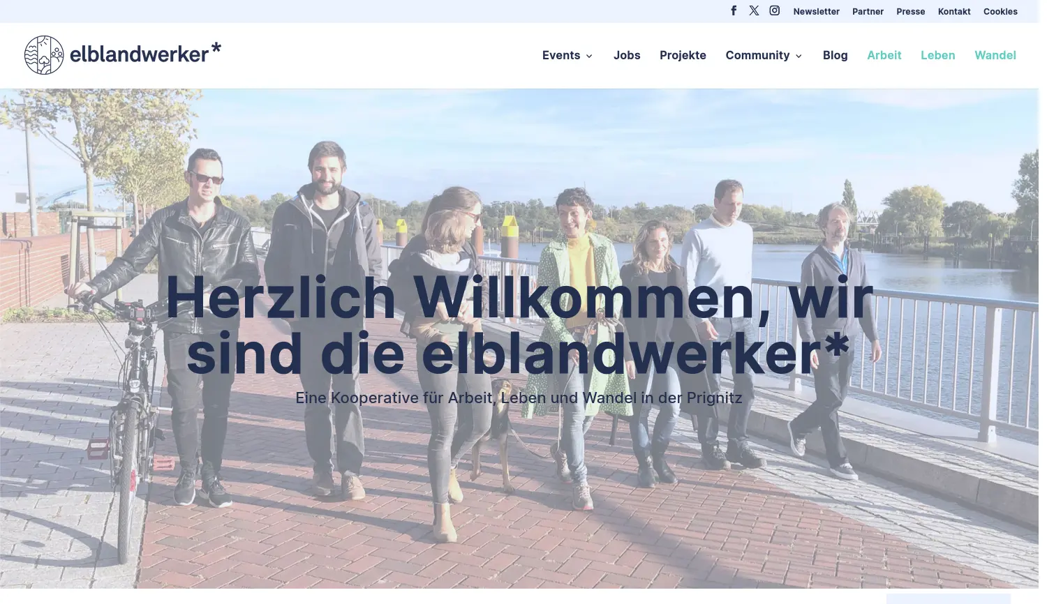 Website der Firma elblandwerker* Kooperative für Arbeit, Leben und Wandel