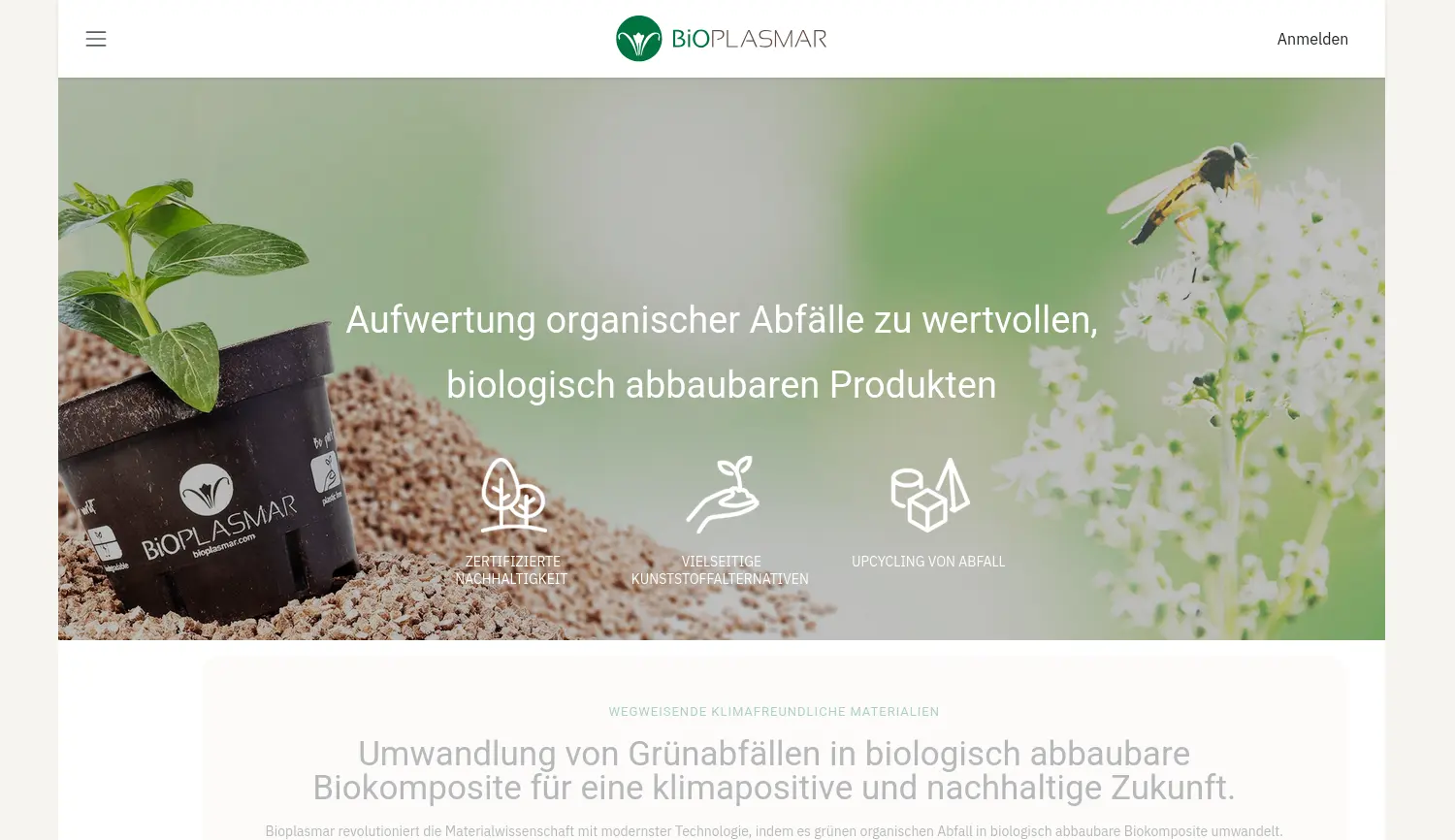 Website der Firma Bioplasmar GmbH