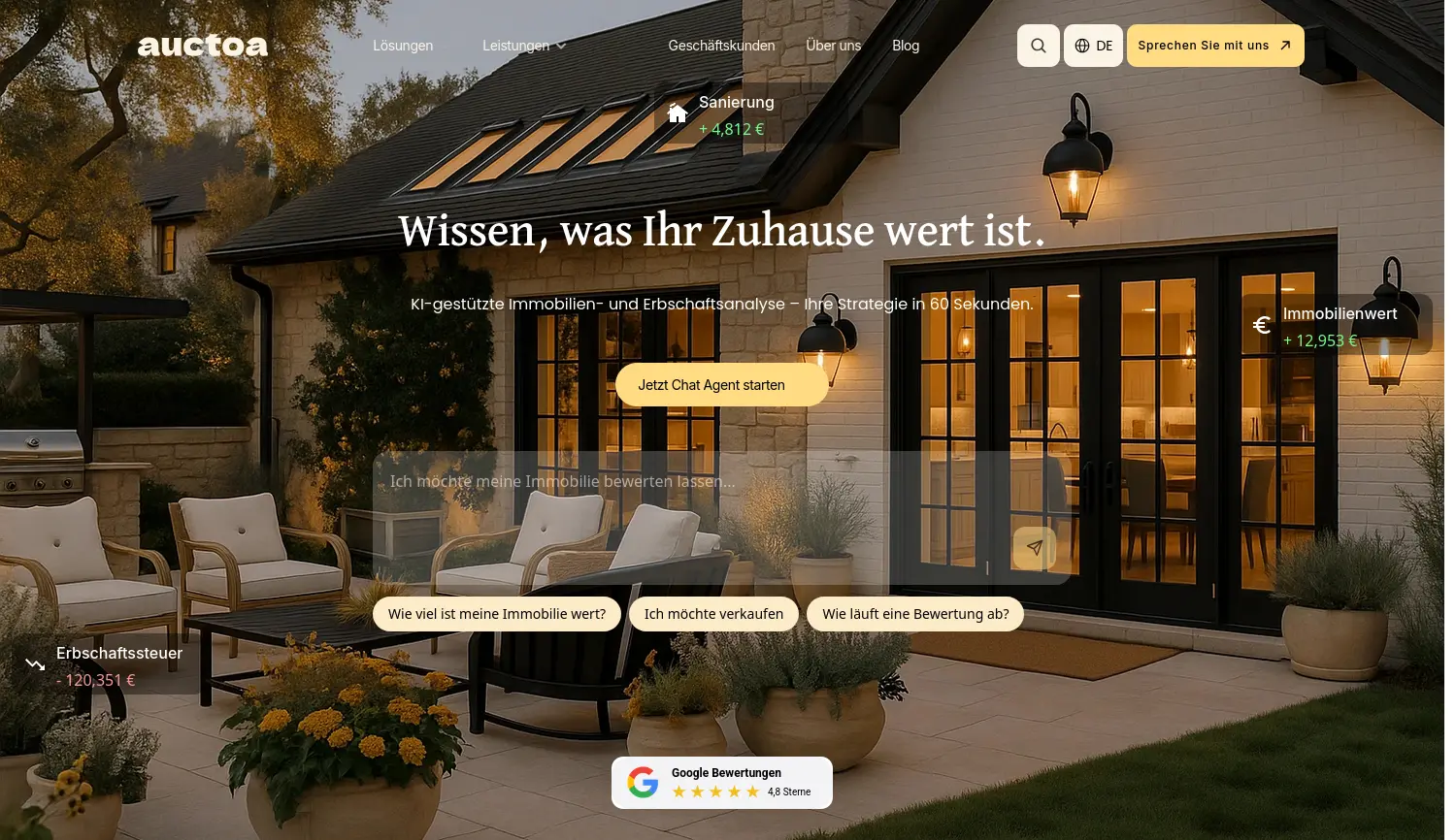 Website der Firma Auctoa GmbH
