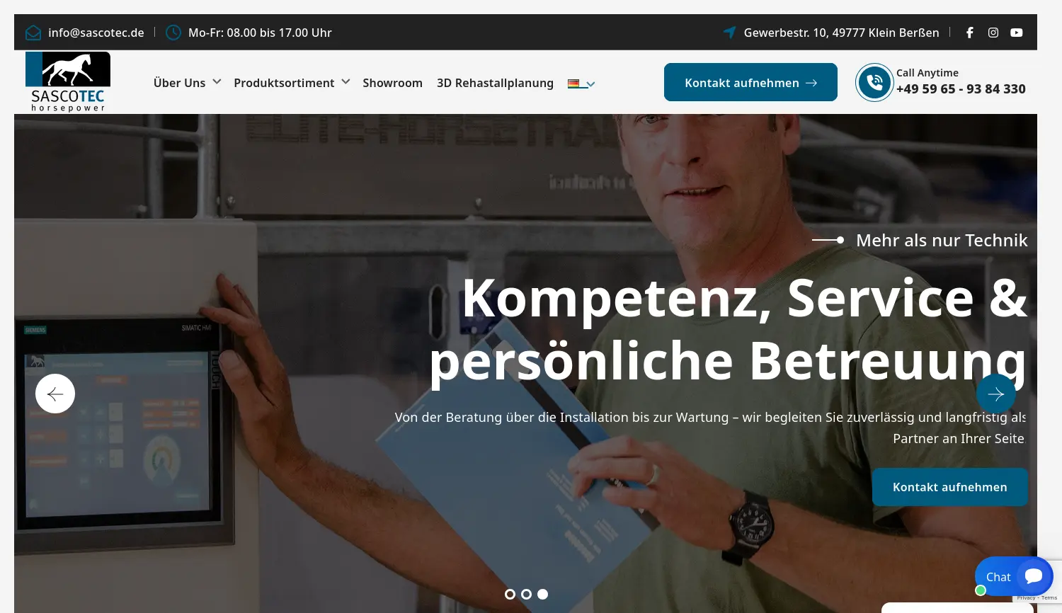 Website der Firma Sascotec Horsepower GmbH
