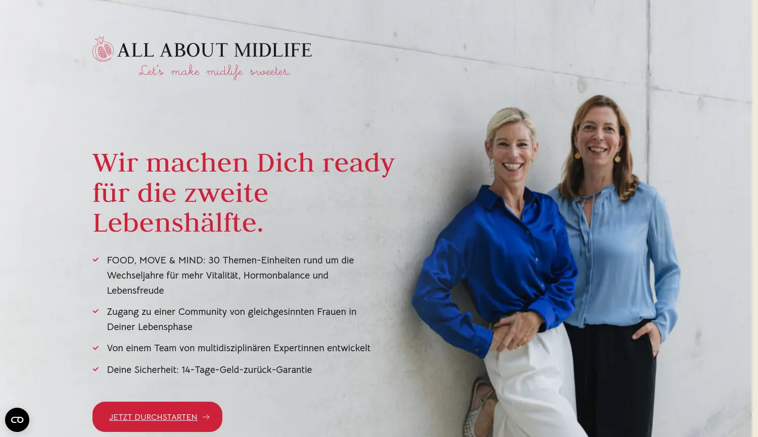Website der Firma ALL ABOUT MIDLIFE GmbH