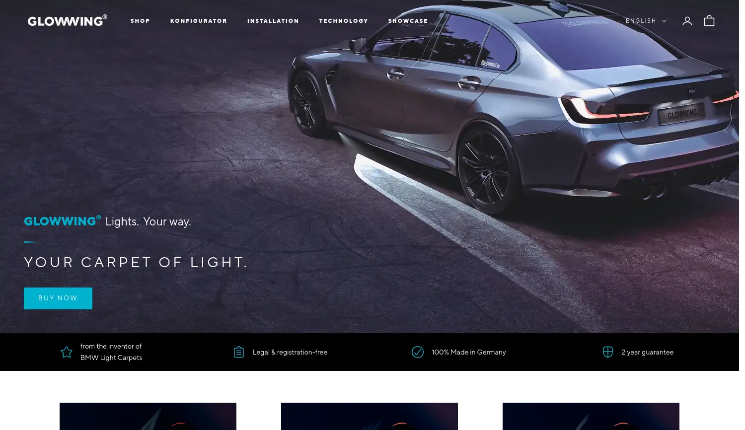 Website der Firma GLOWWING GmbH & Co. KG