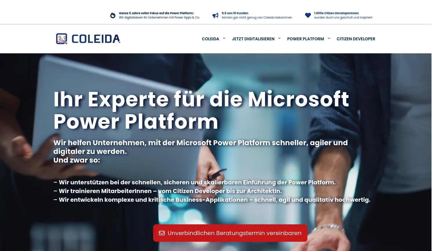 Website der Firma Coleida GmbH
