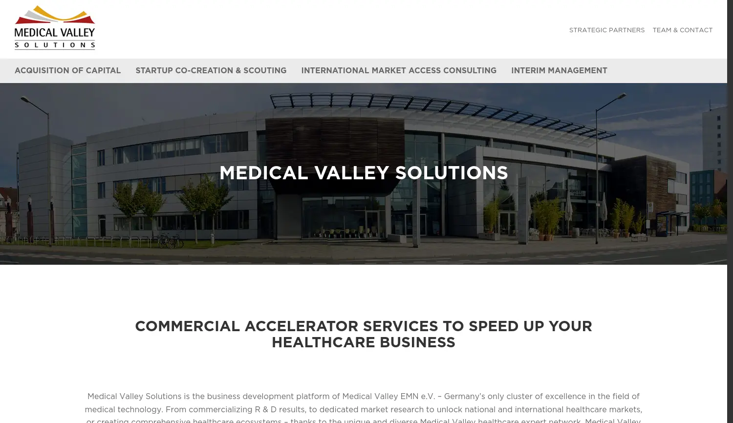Website der Firma Medical Valley GmbH