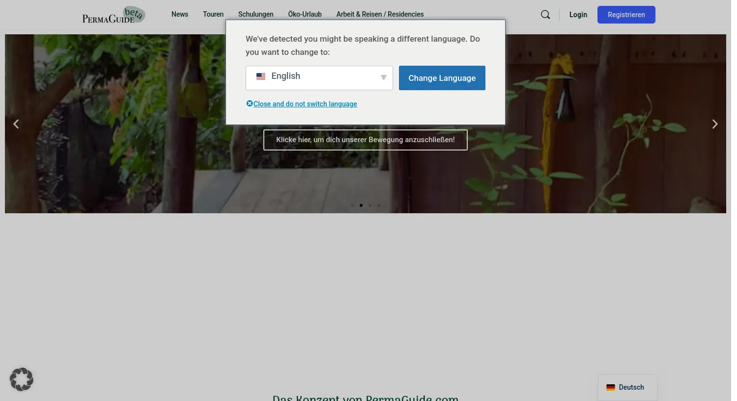 Website der Firma PermacultureTravel.com UG