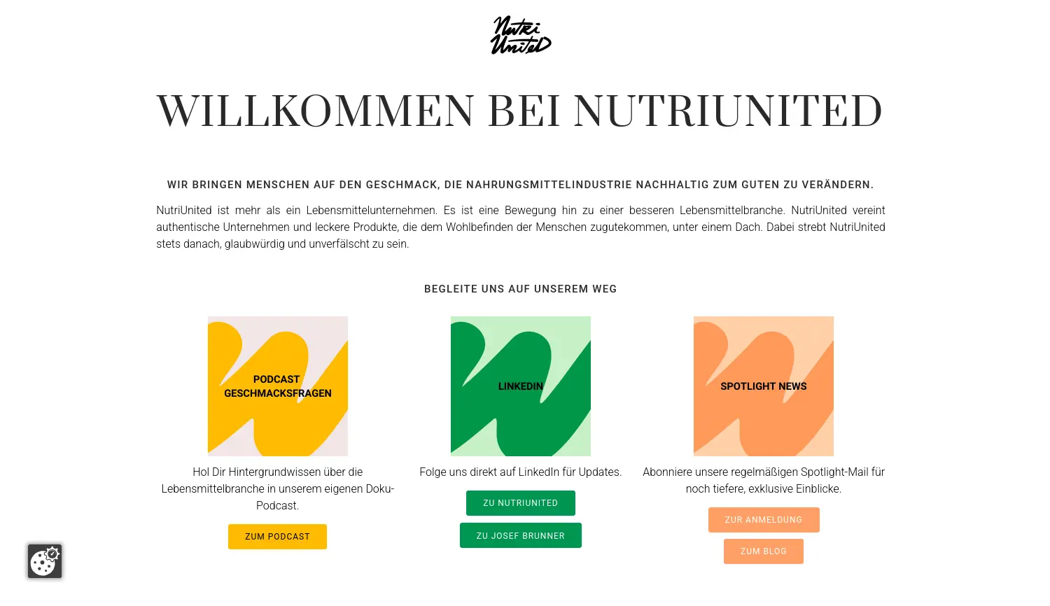 Website der Firma NutriUnited Holding SE