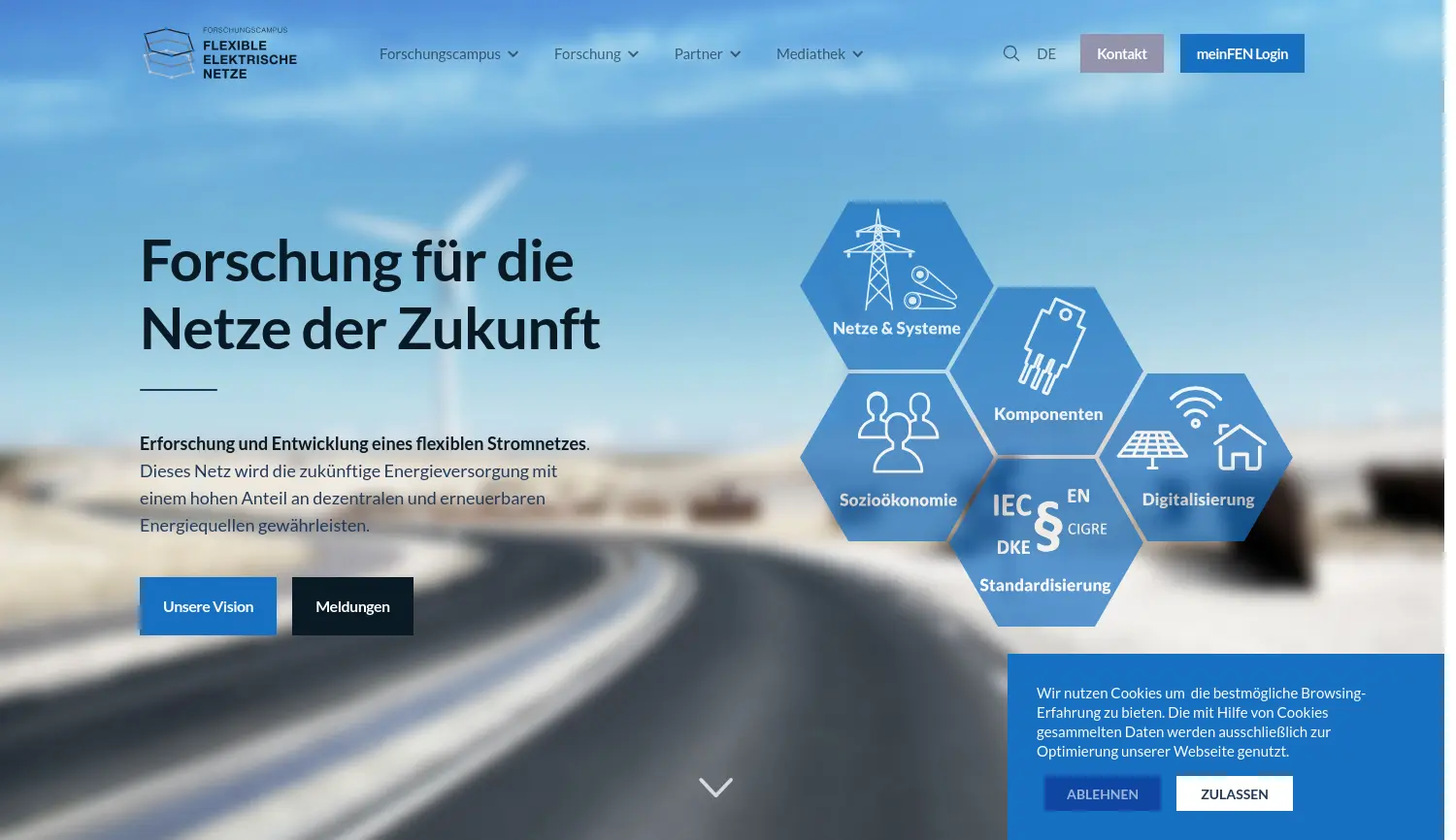 Website der Firma Flexible Elektrische Netze FEN GmbH