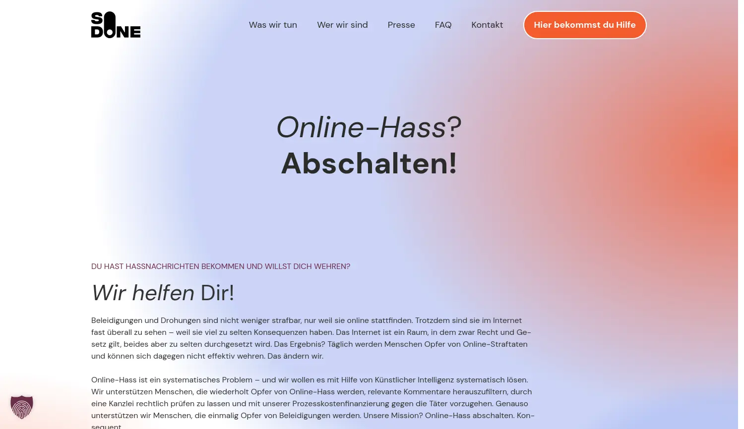 Website der Firma SO DONE GmbH