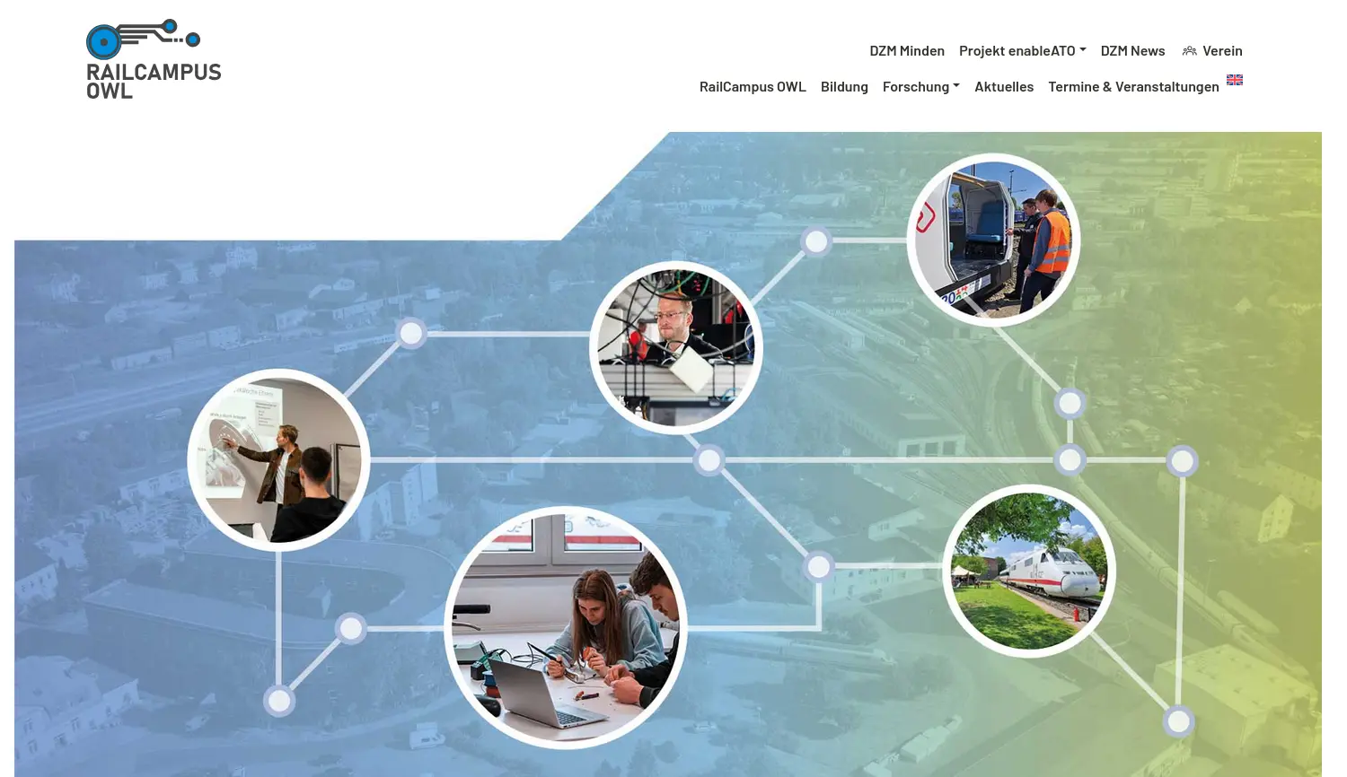 Website der Firma RailCampus OWL e.V.