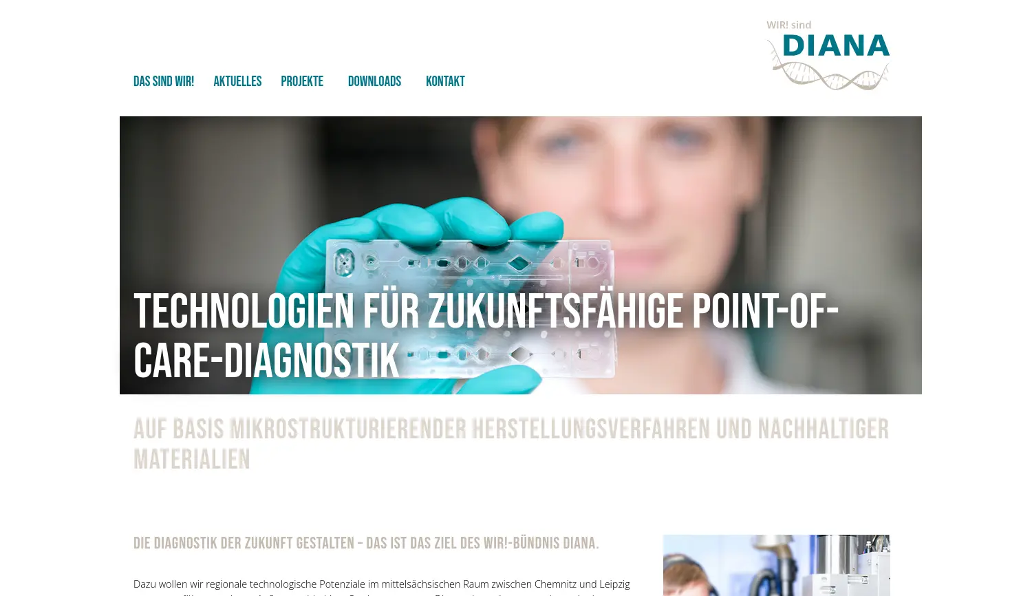 Website der Firma DIANA-Verein