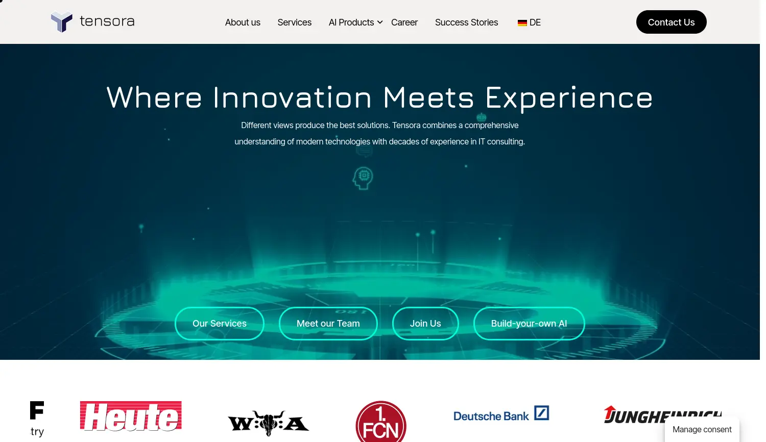 Website der Firma Tensora GmbH