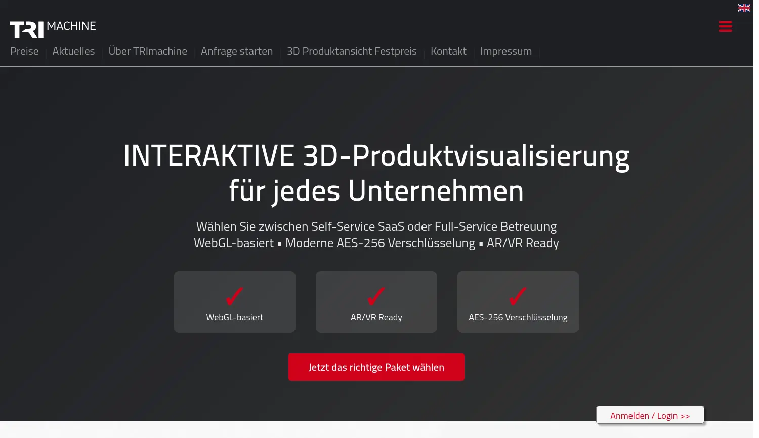 Website der Firma TRImachine