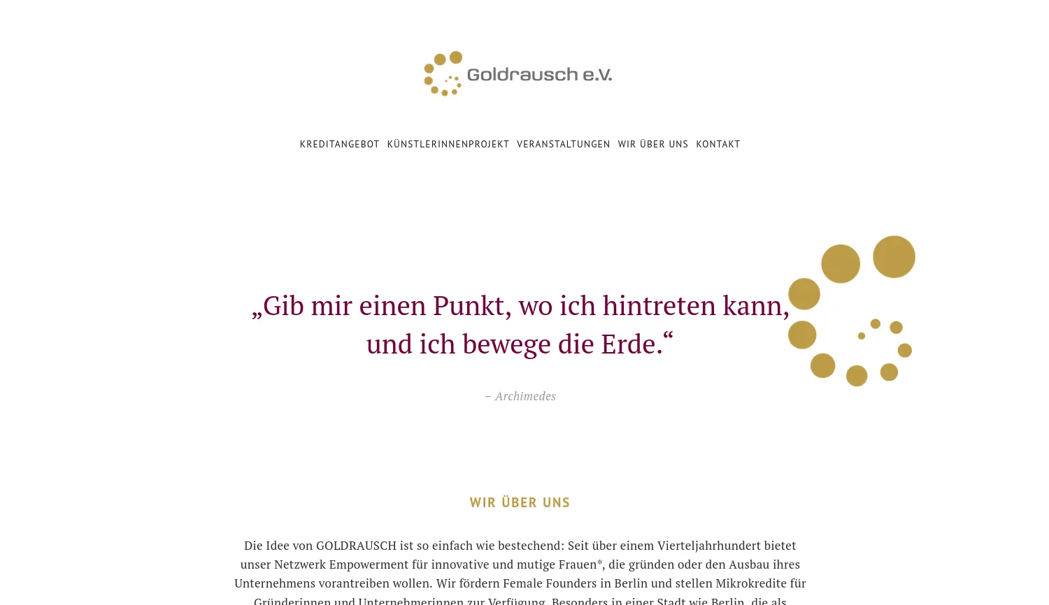 Website der Firma GOLDRAUSCH e.V.
