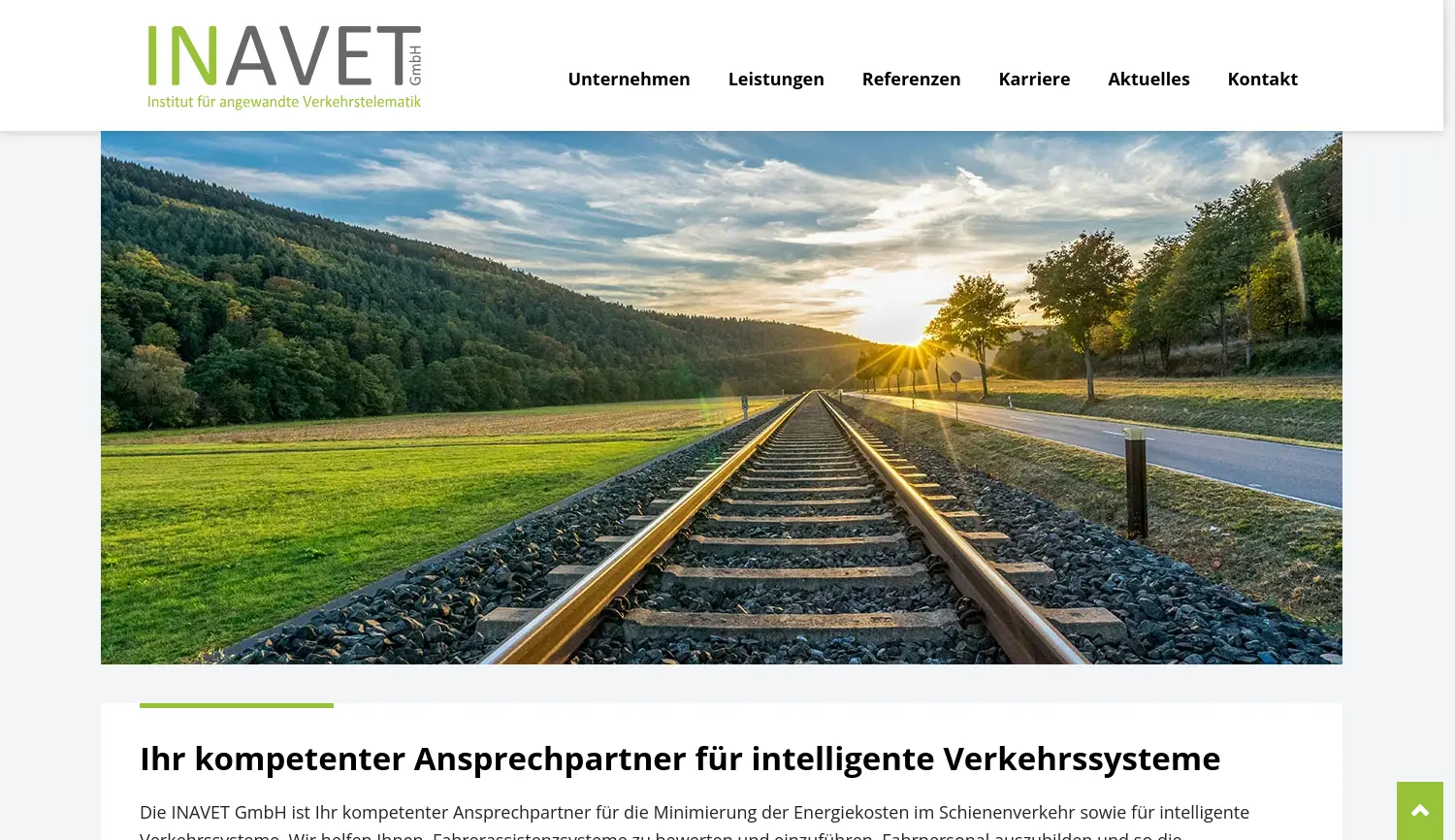 Website der Firma INAVET – Institut für angewandte Verkehrstelematik GmbH