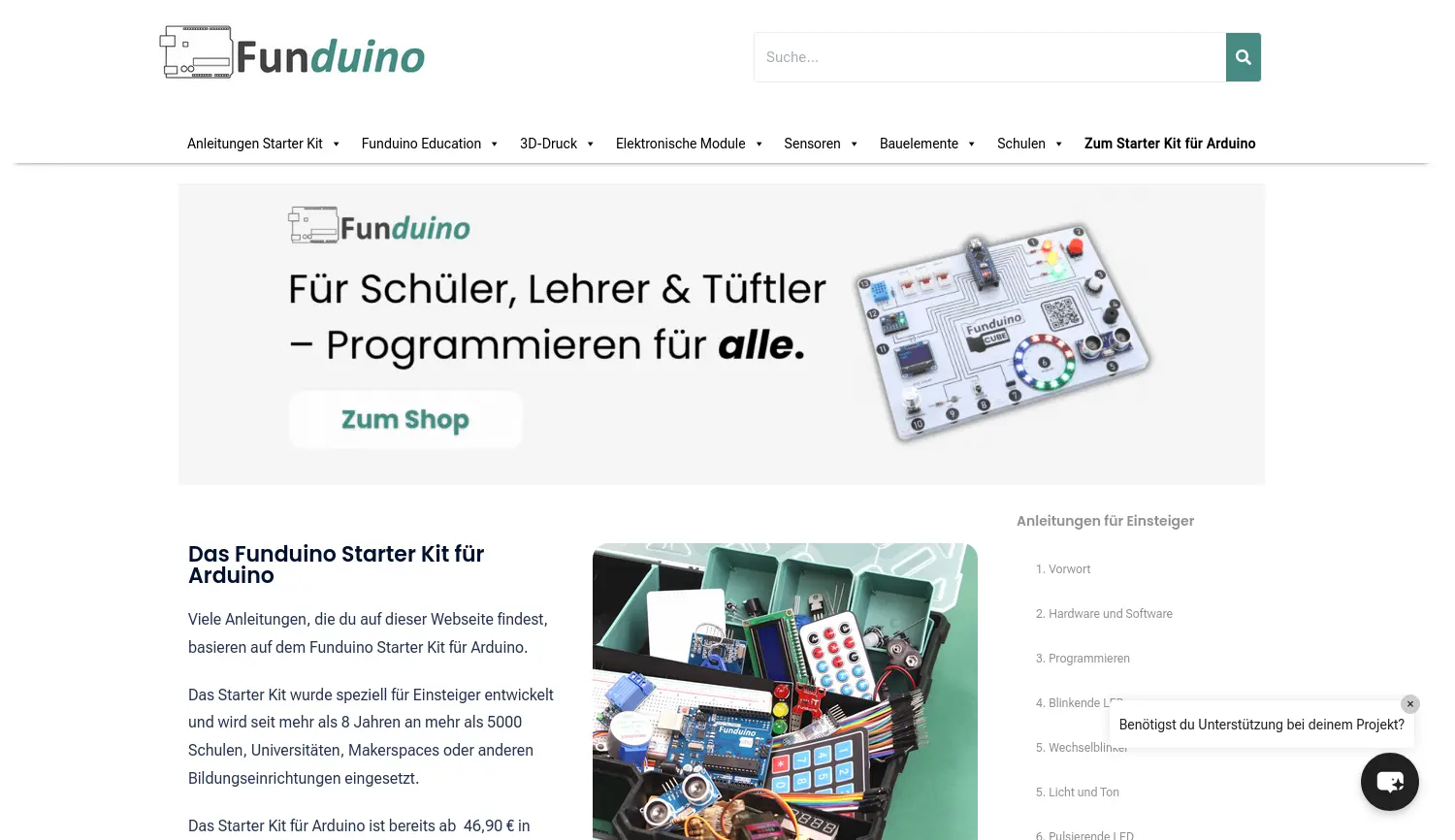 Website der Firma Funduino