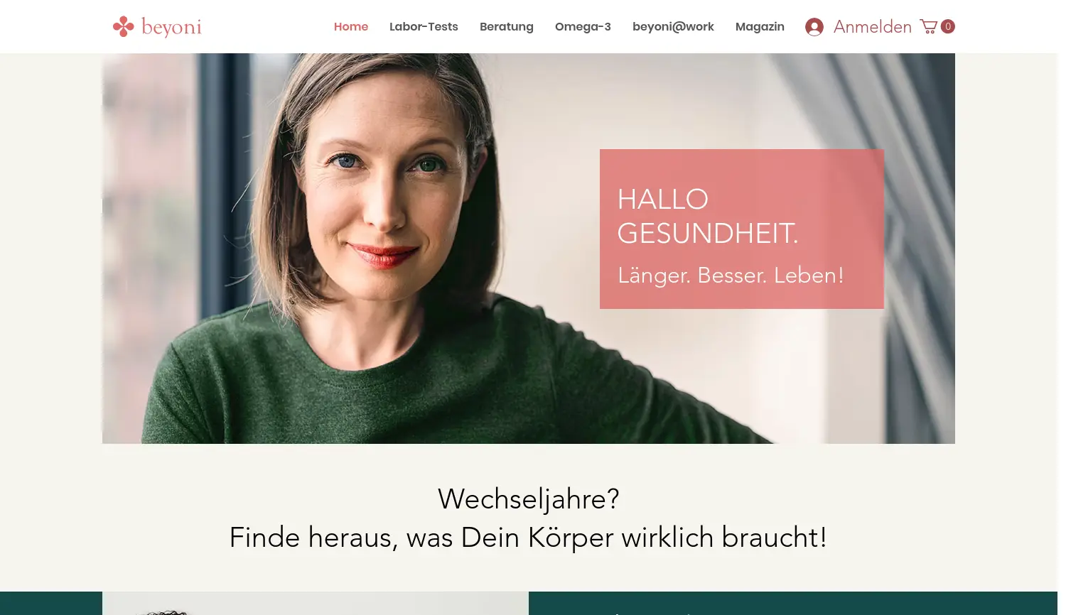 Website der Firma beyoni health GmbH