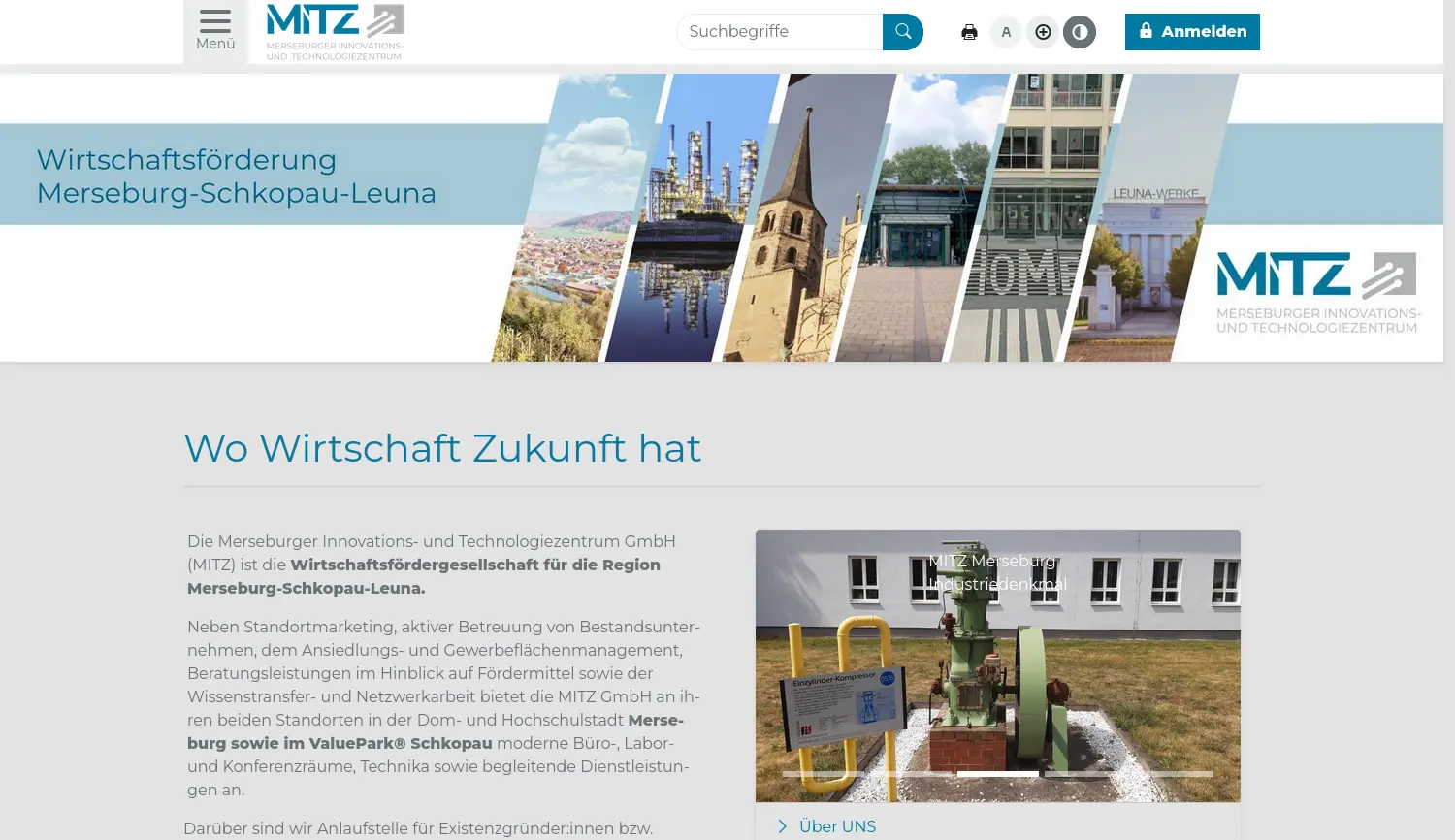 Website der Firma Merseburger Innovations- und Technologiezentrum GmbH