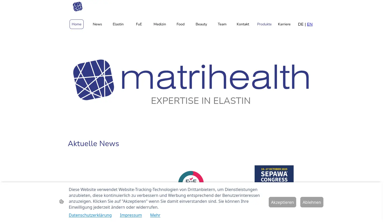 Website der Firma matrihealth GmbH
