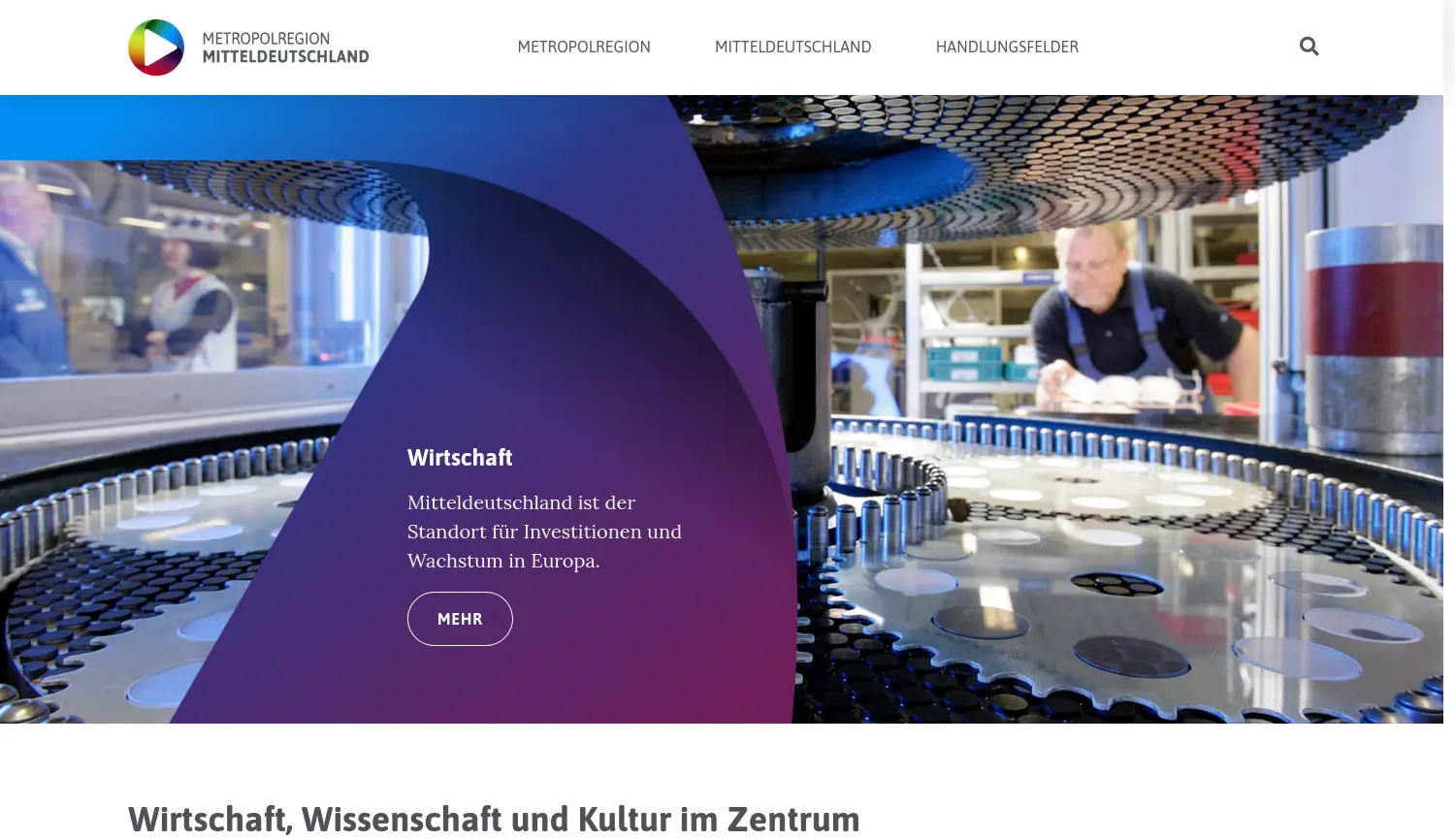 Website der Firma Metropolregion Mitteldeutschland Management GmbH