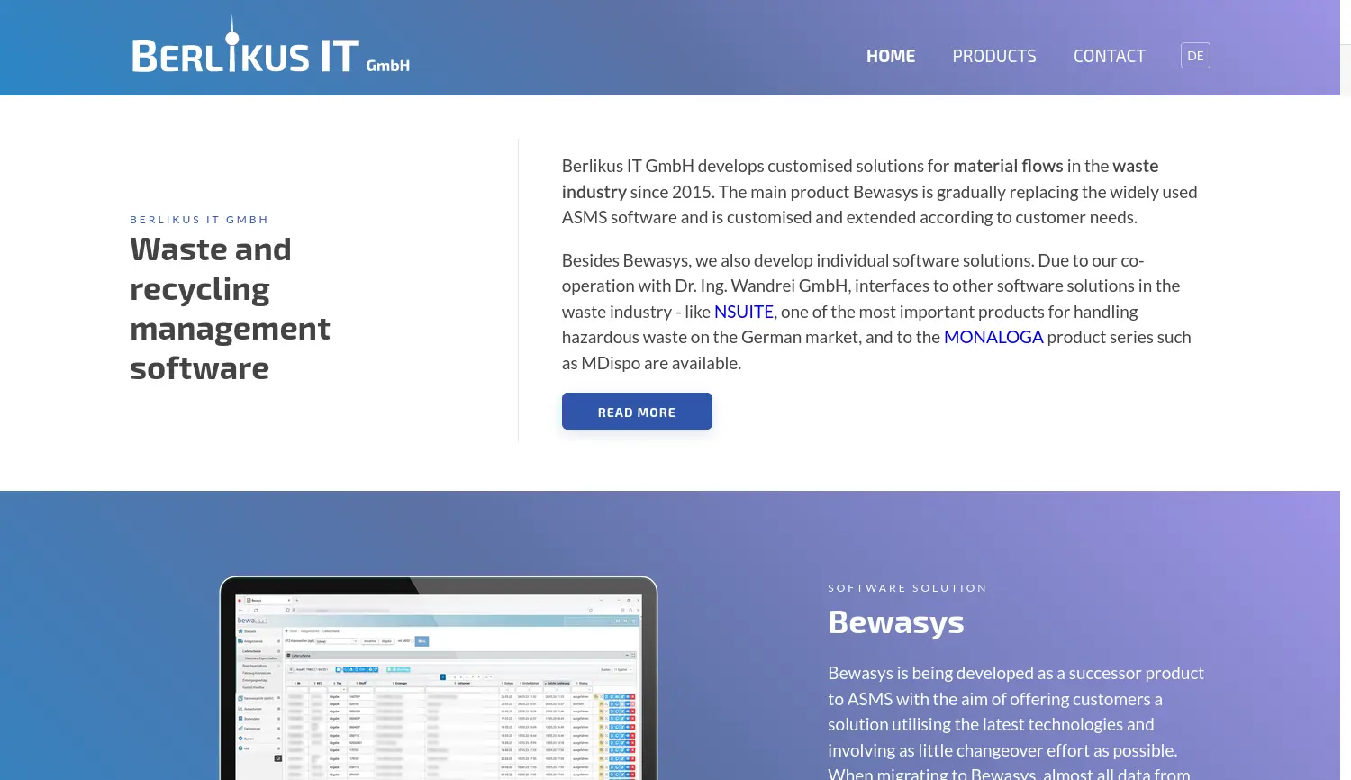 Website der Firma Berlikus IT GmbH