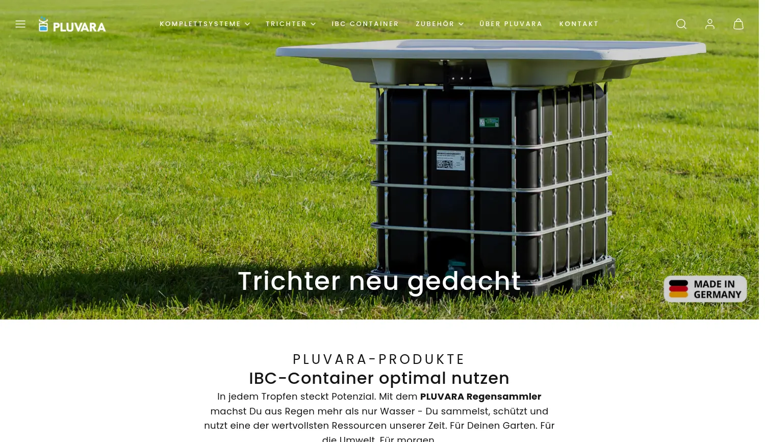 Website der Firma PluVara