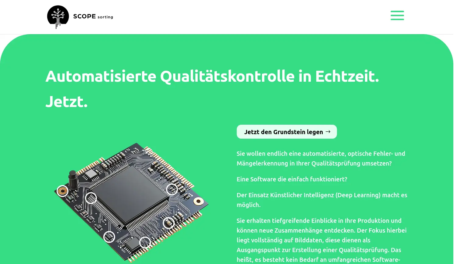 Website der Firma SCOPE sorting GmbH