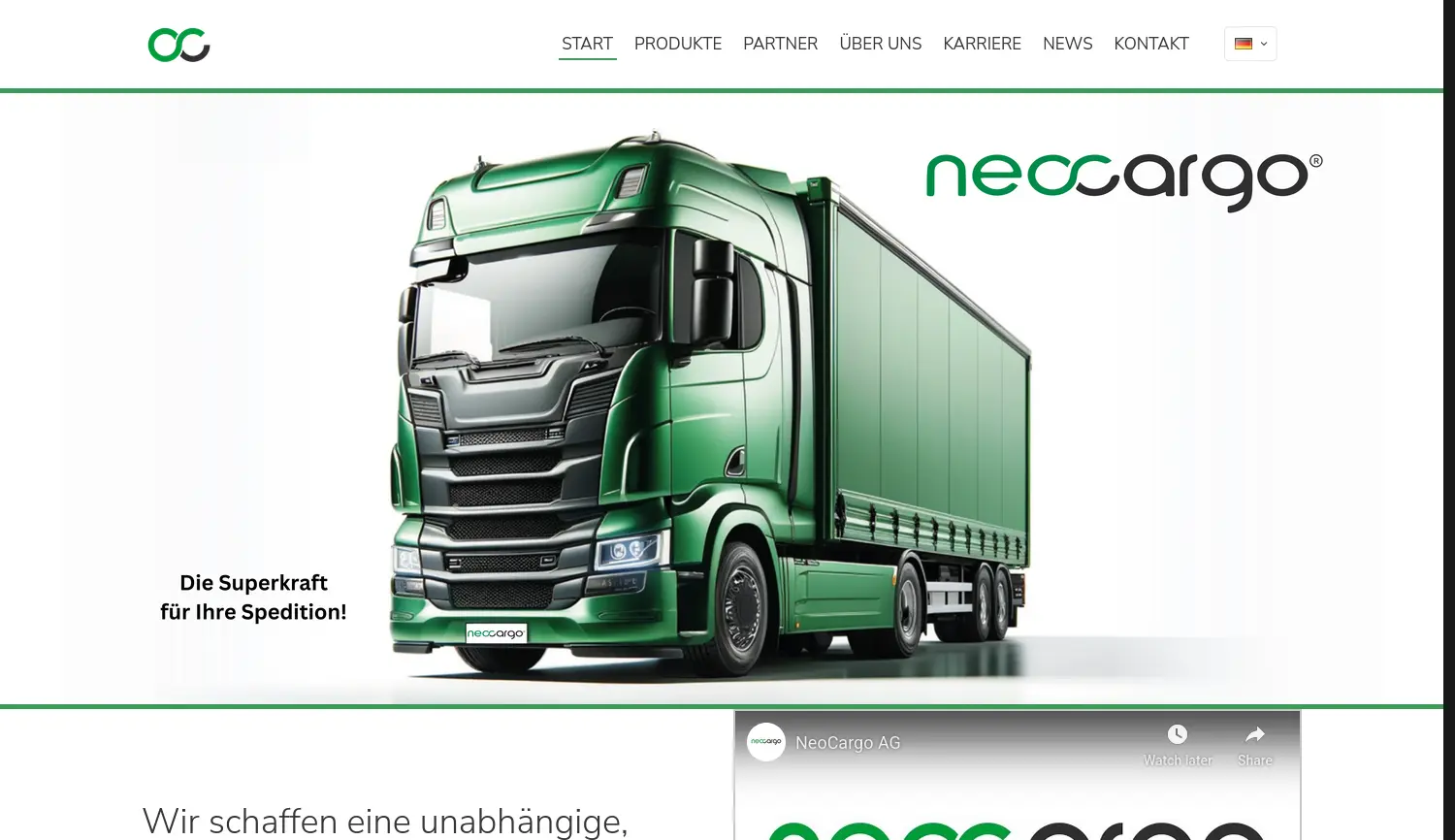 Website der Firma NeoCargo AG