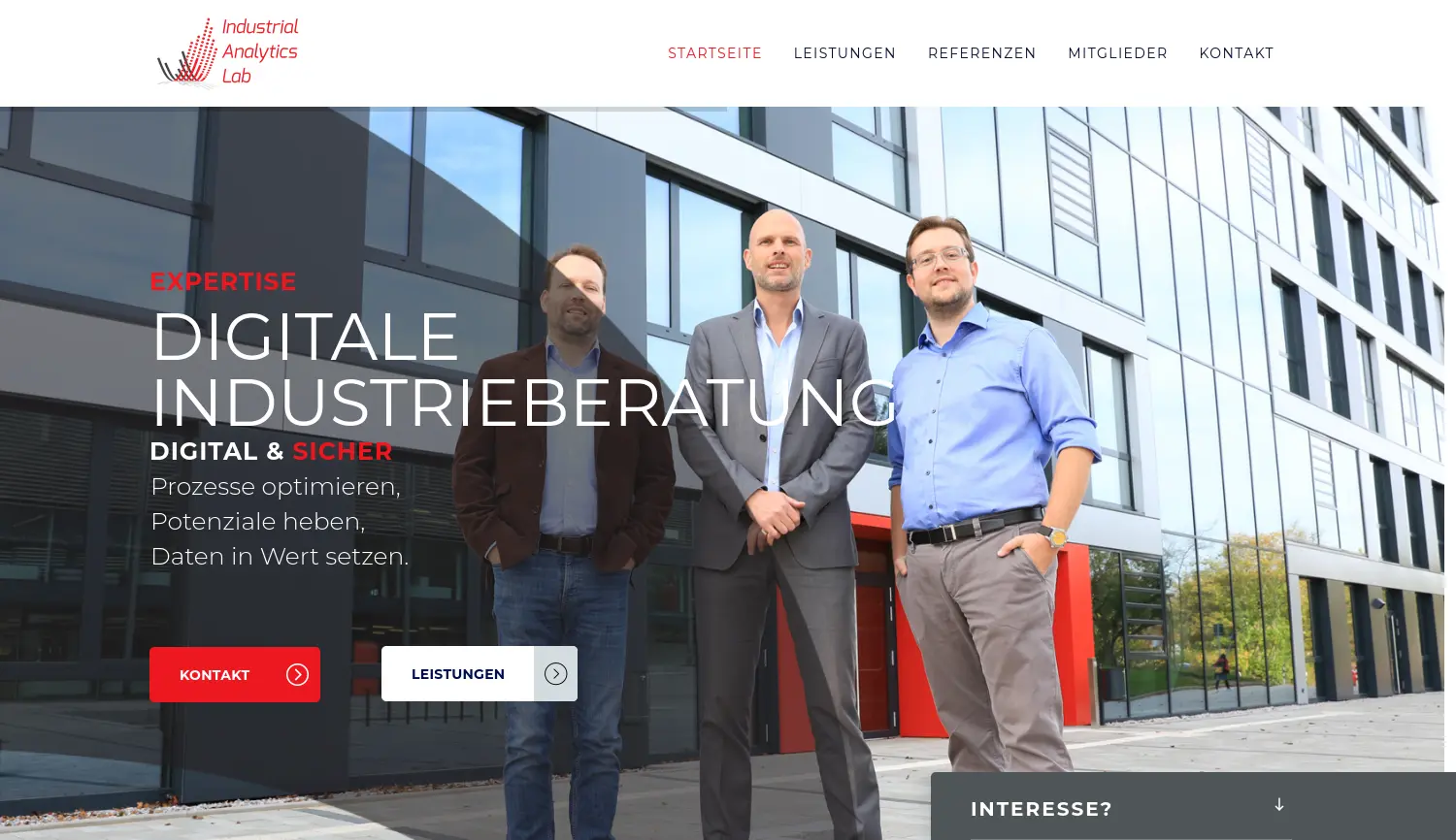 Website der Firma Industrial Analytics Lab GmbH