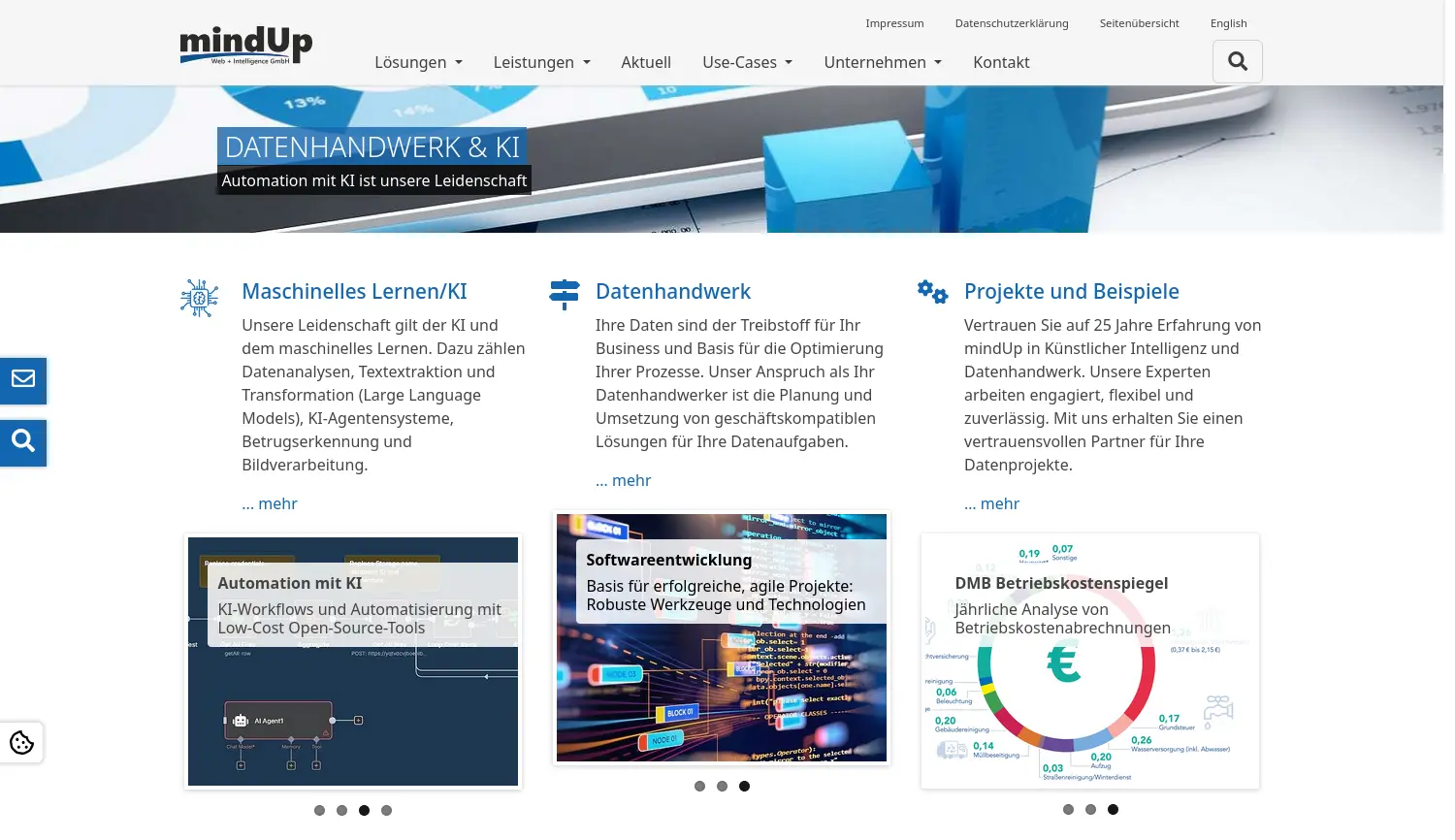 Website der Firma mindUp Web + Intelligence GmbH