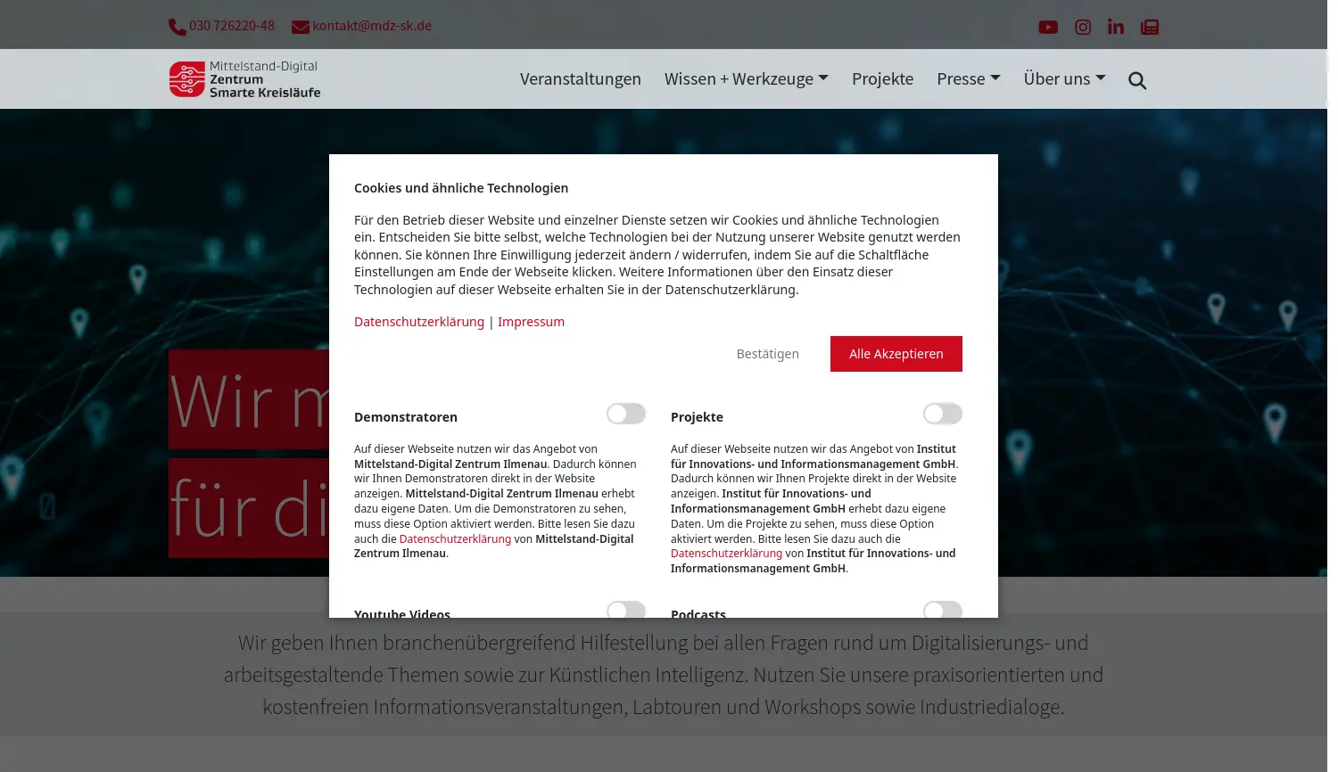 Website der Firma Gesamtverband der deutschen Textil- und Modeindustrie e. V.