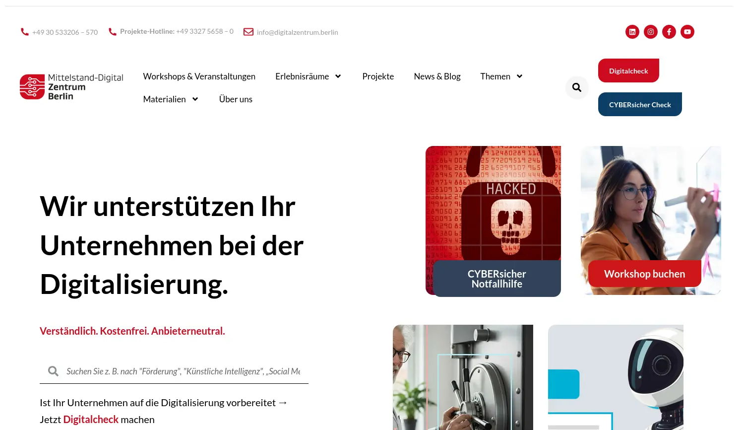 Website der Firma Mittelstand-Digital Zentrum Berlin