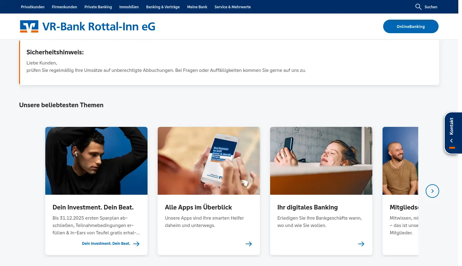 Website der Firma VR-Bank Rottal-Inn eG