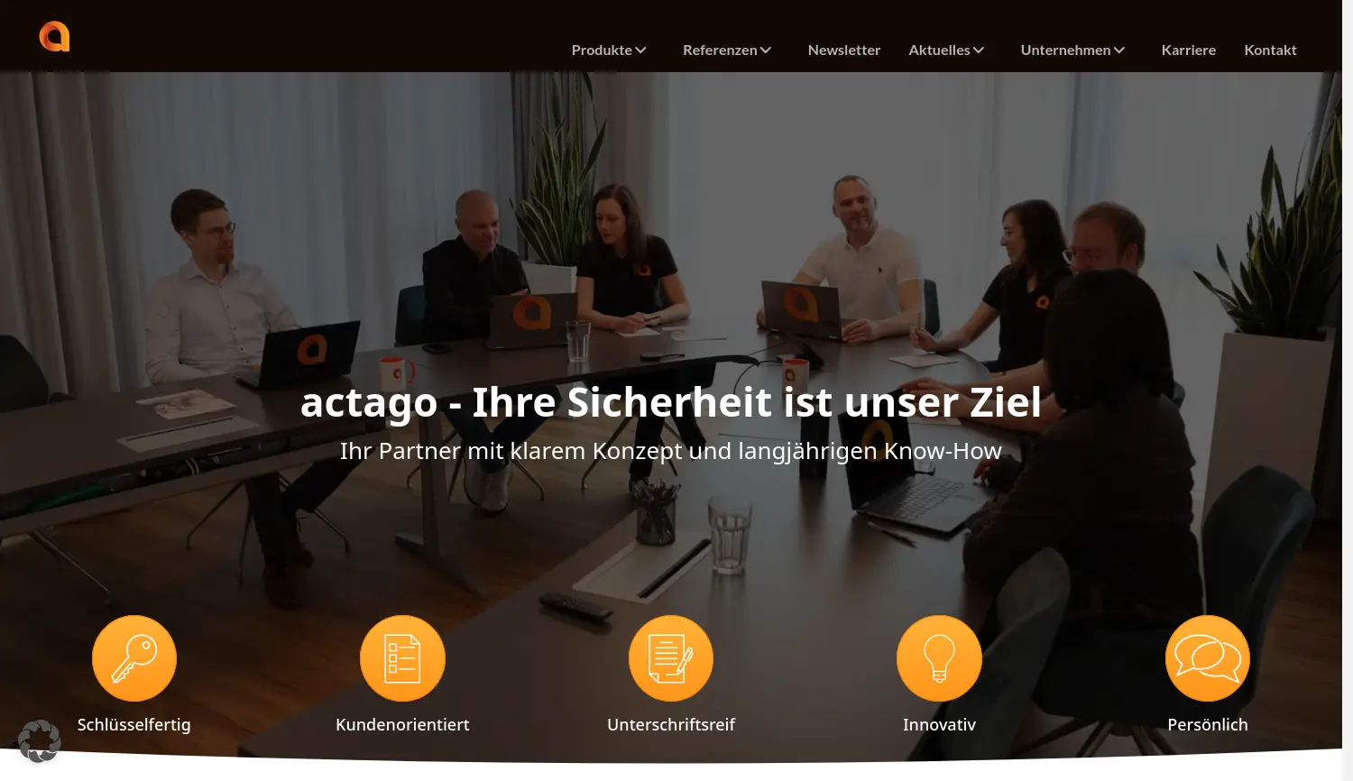 Website der Firma actago GmbH