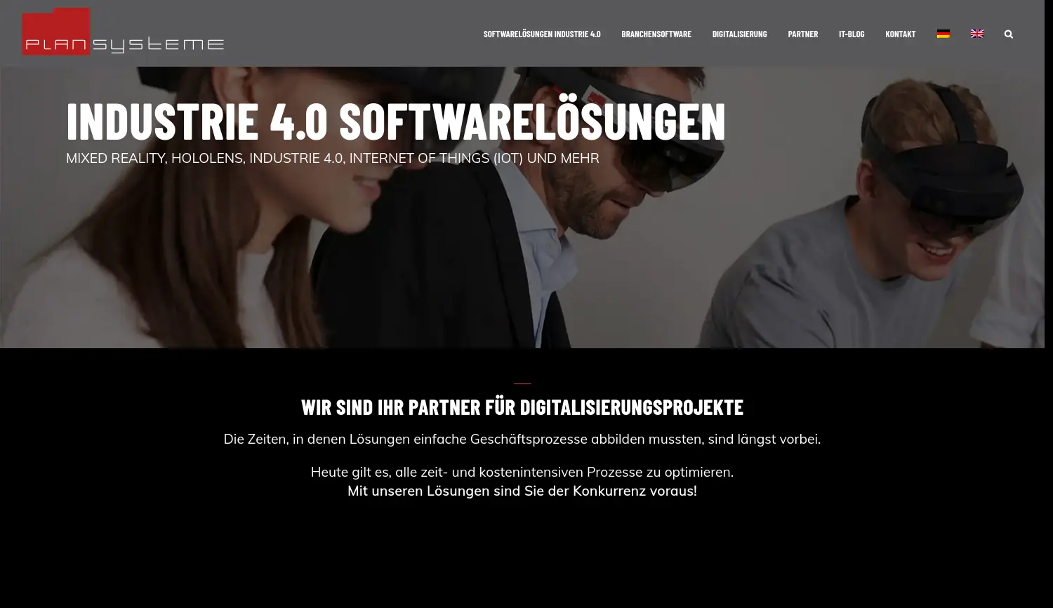 Website der Firma Plansysteme GmbH