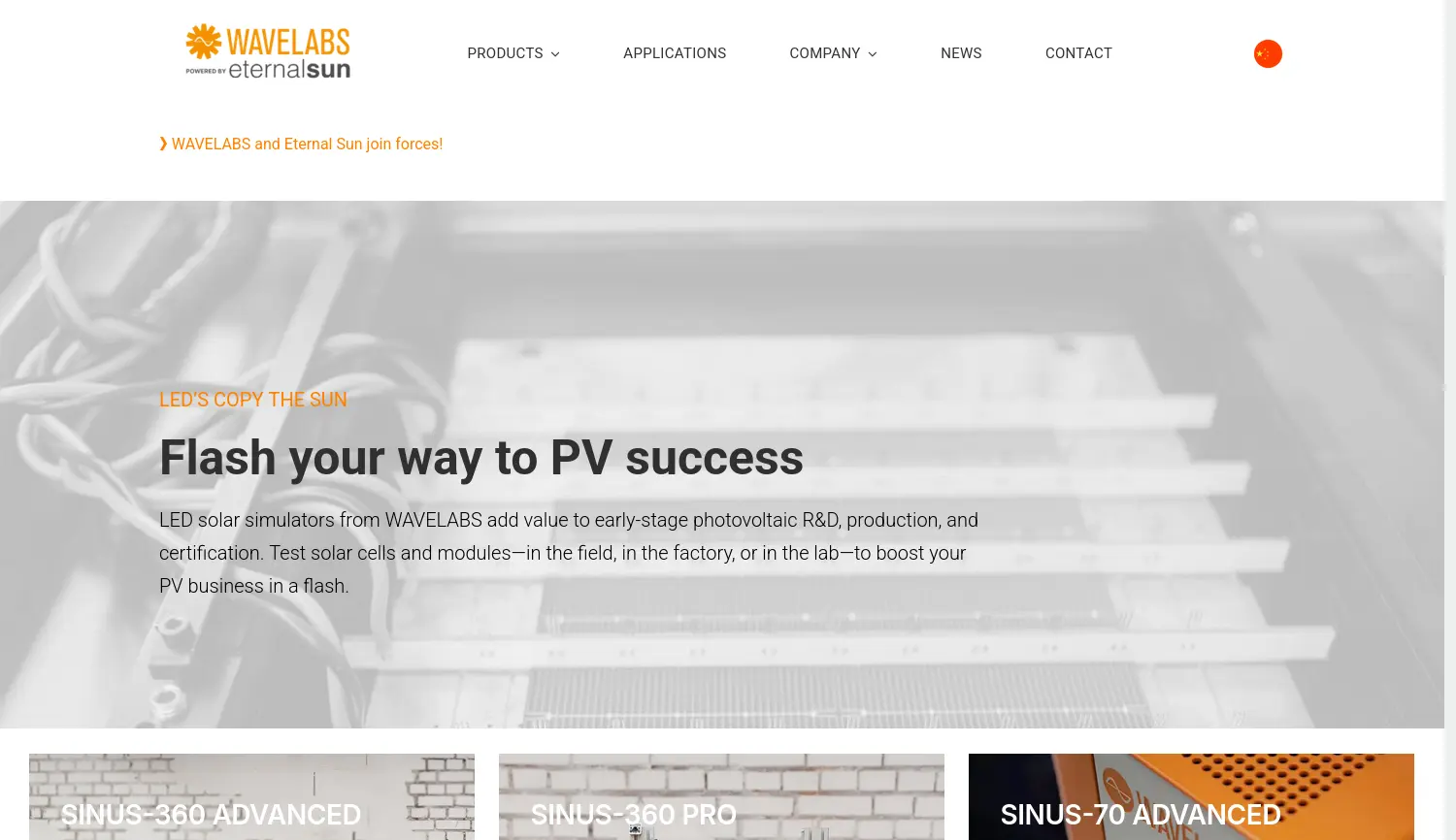 Website der Firma WAVELABS Eternal Sun GmbH