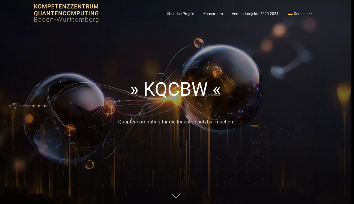Website der Firma Kompetenzzentrum Quantencomputing Baden-Württemberg