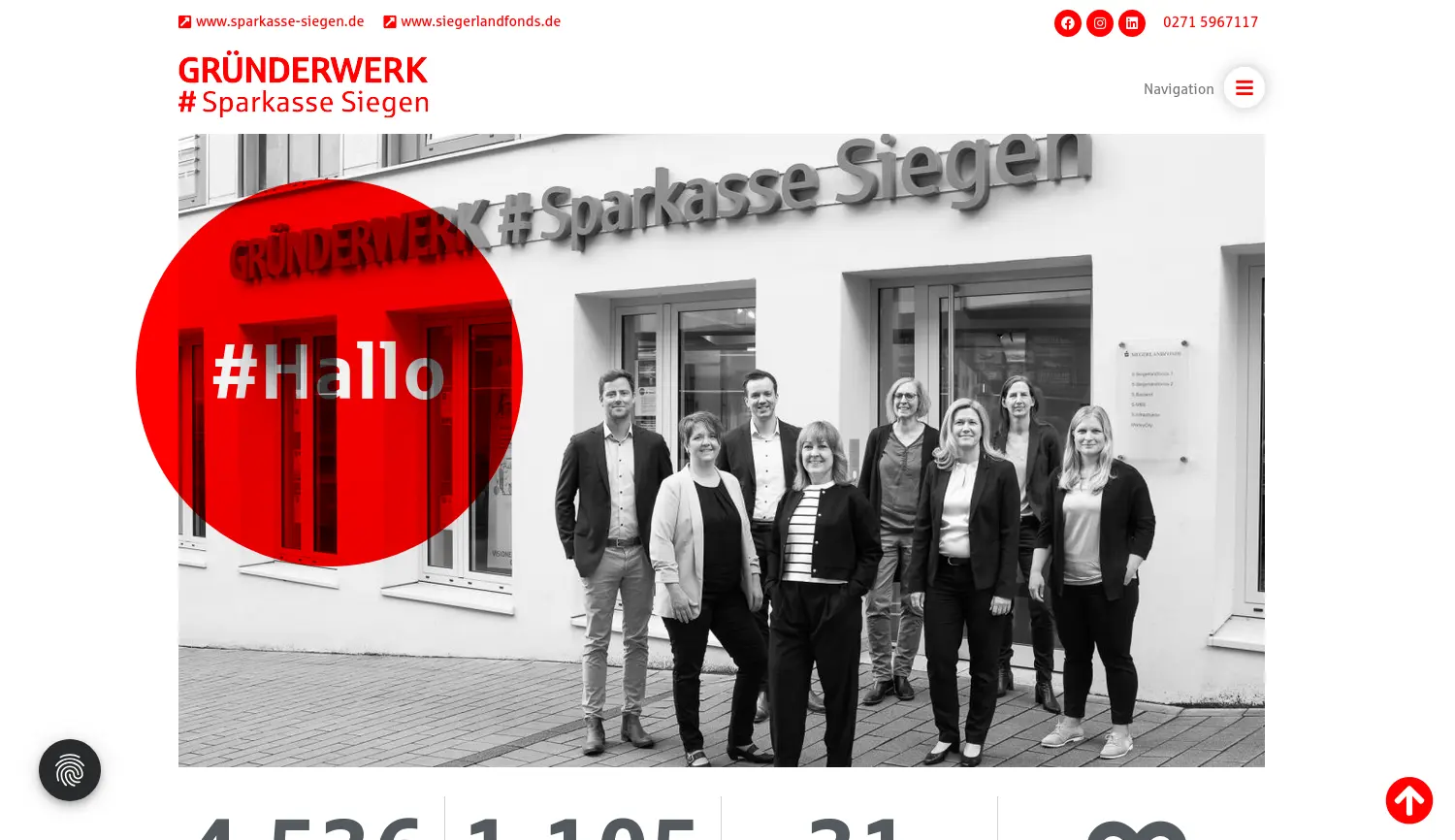 Website der Firma Sparkasse Siegen
