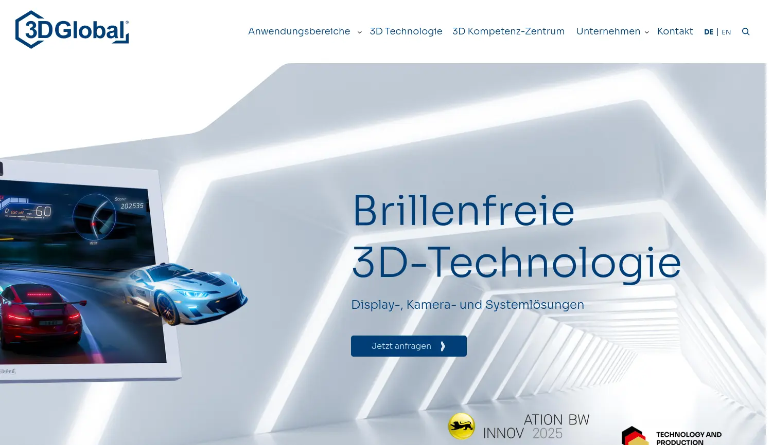 Website der Firma 3D Global GmbH