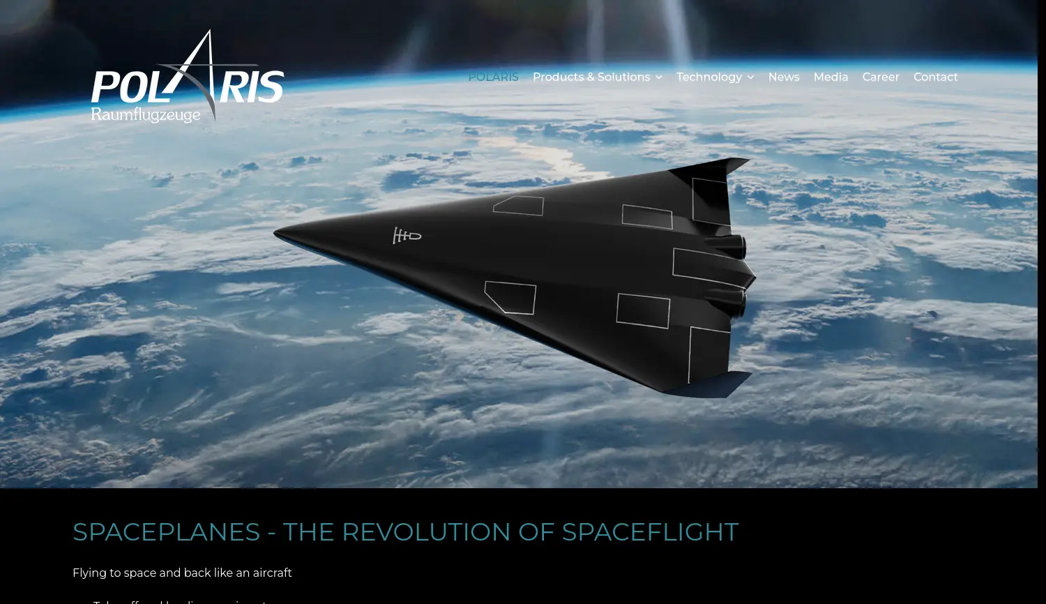 Website der Firma POLARIS Raumflugzeuge GmbH