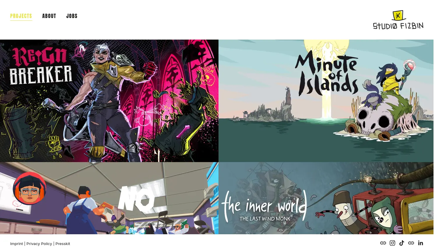 Website der Firma Studio Fizbin GmbH