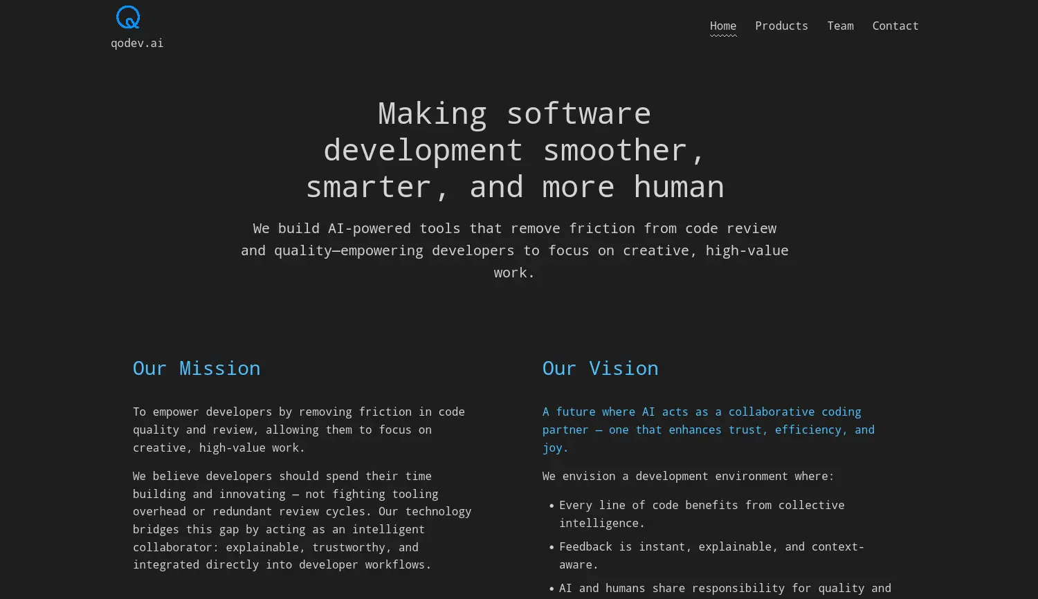 Website der Firma qodev GmbH
