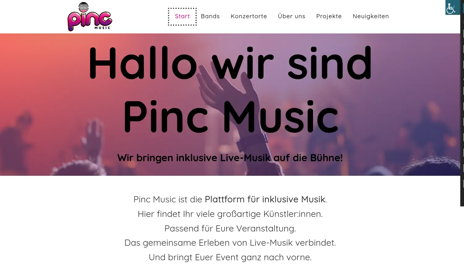 Website der Firma Handiclapped-Kultur Barrierefrei e.V.